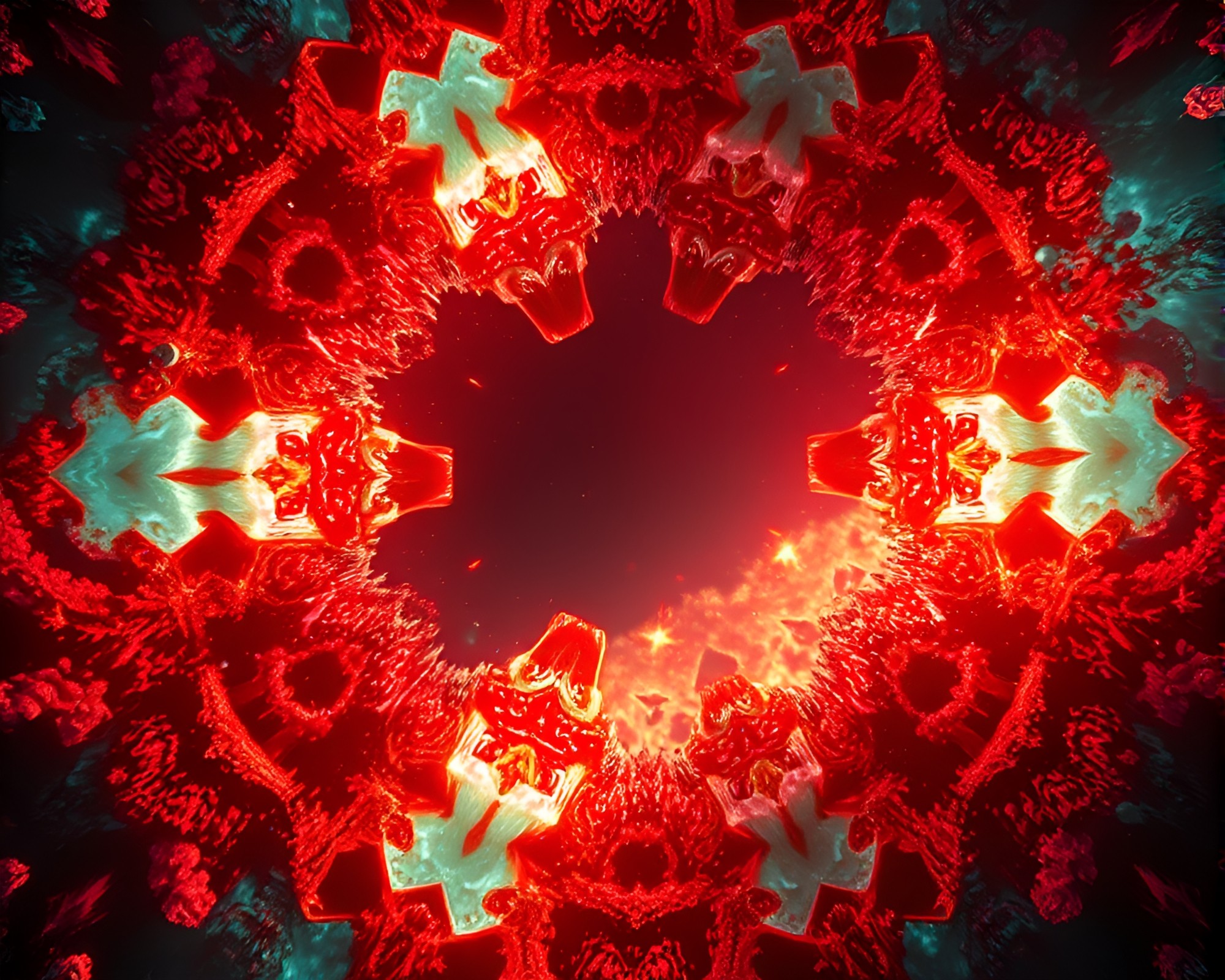 Futuristic Coral Atoll Kaleidoscope Fragments Composition – free AI stock image