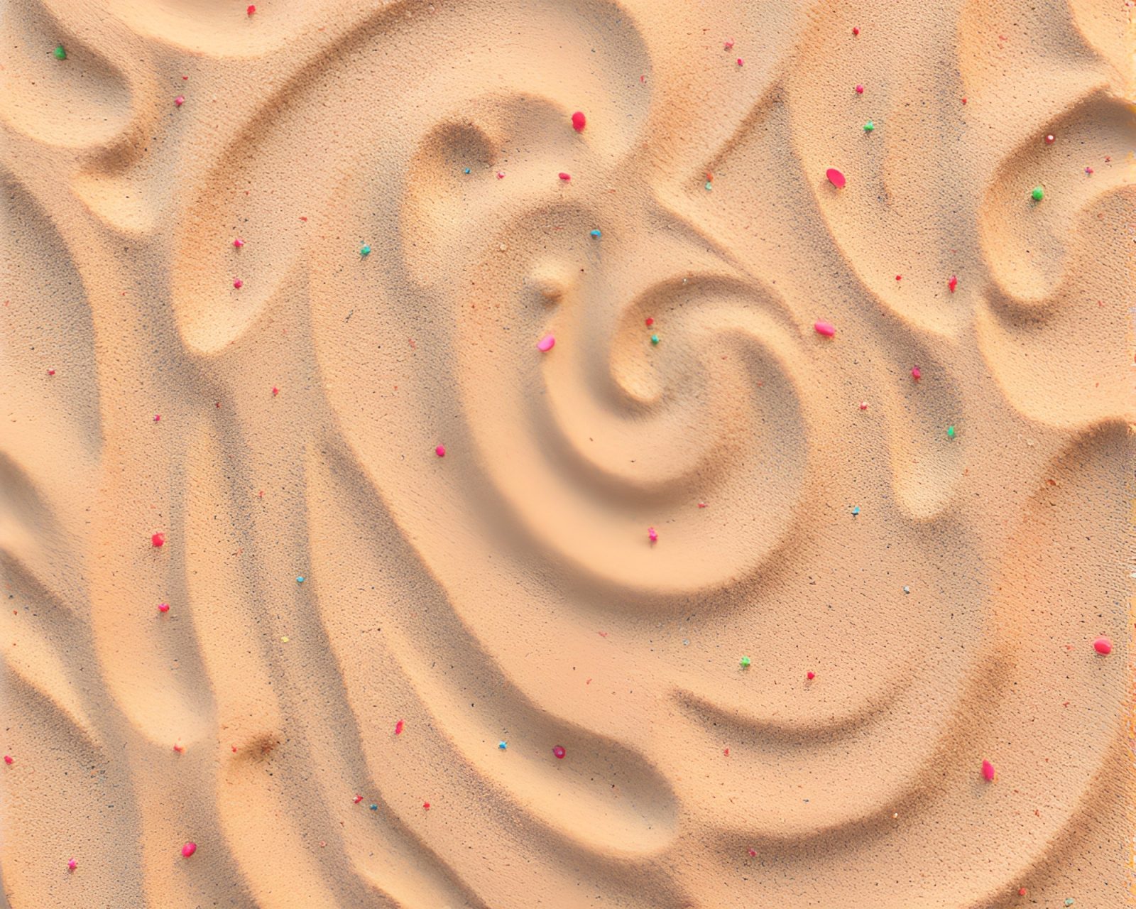 Sand swirls in vibrant colors, graphic novel desert mirage