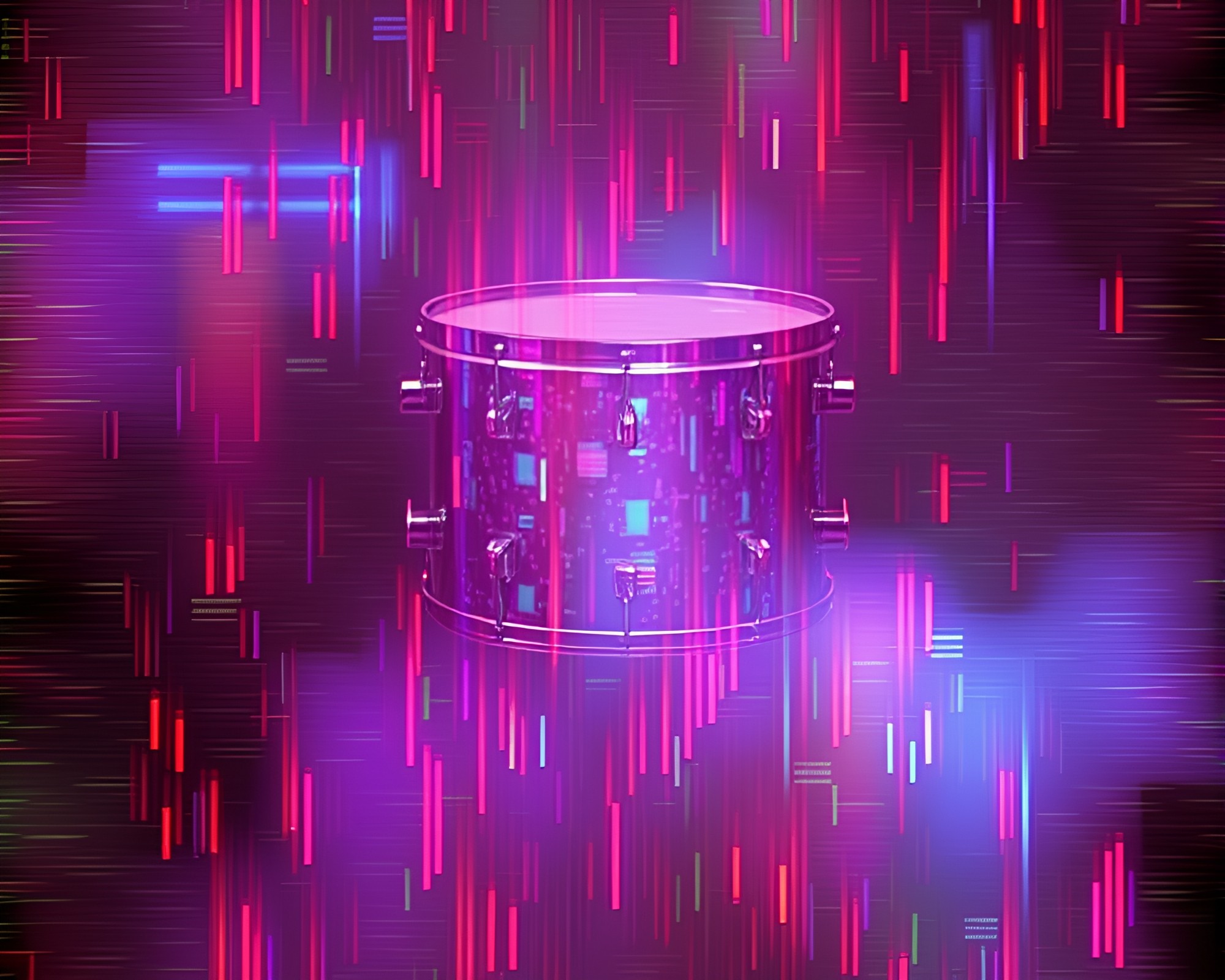 Drum Hologram Beats: Cross-Processed Texture Overlay – free AI stock image