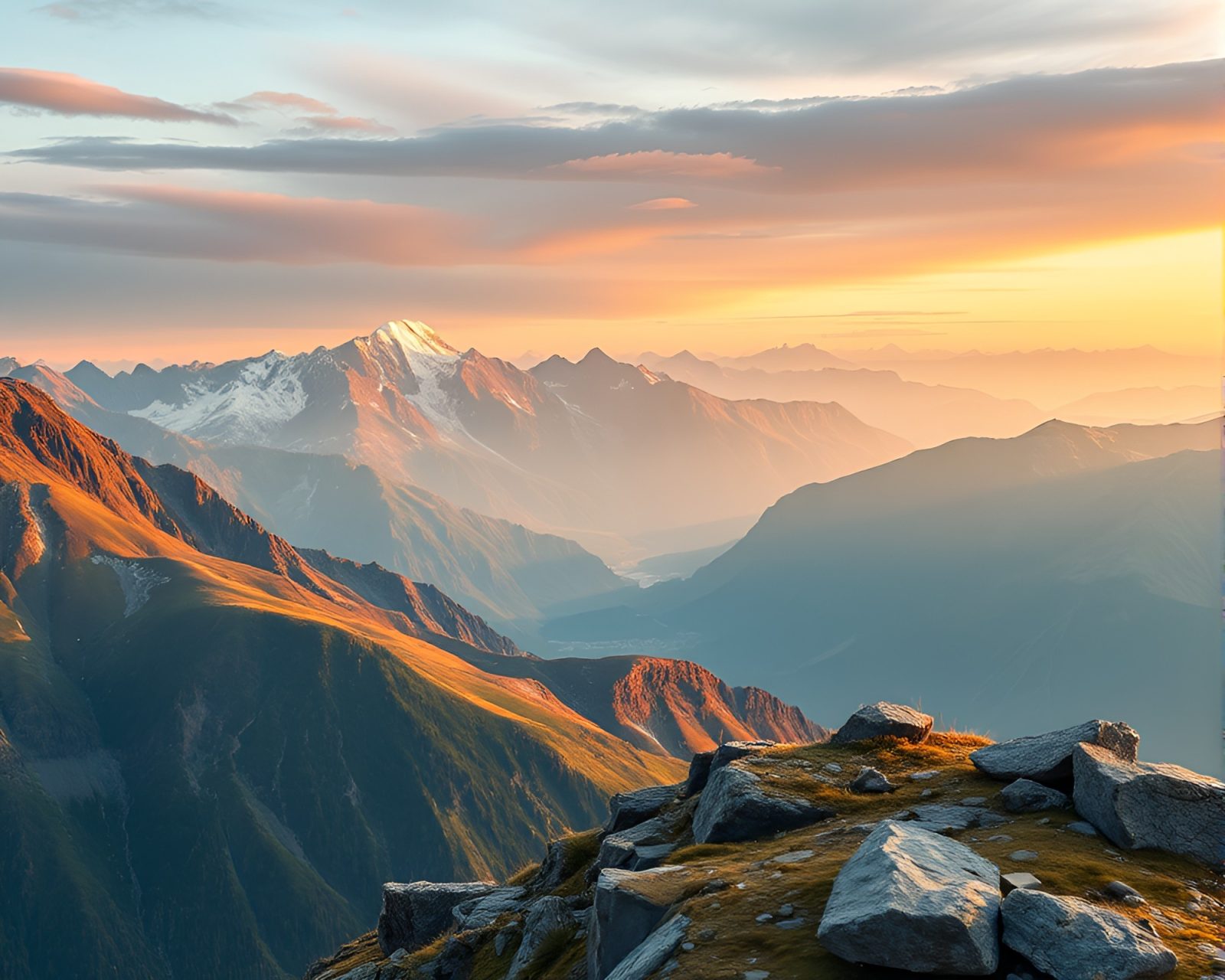 Panoramic view of mountain goat in surreal colors