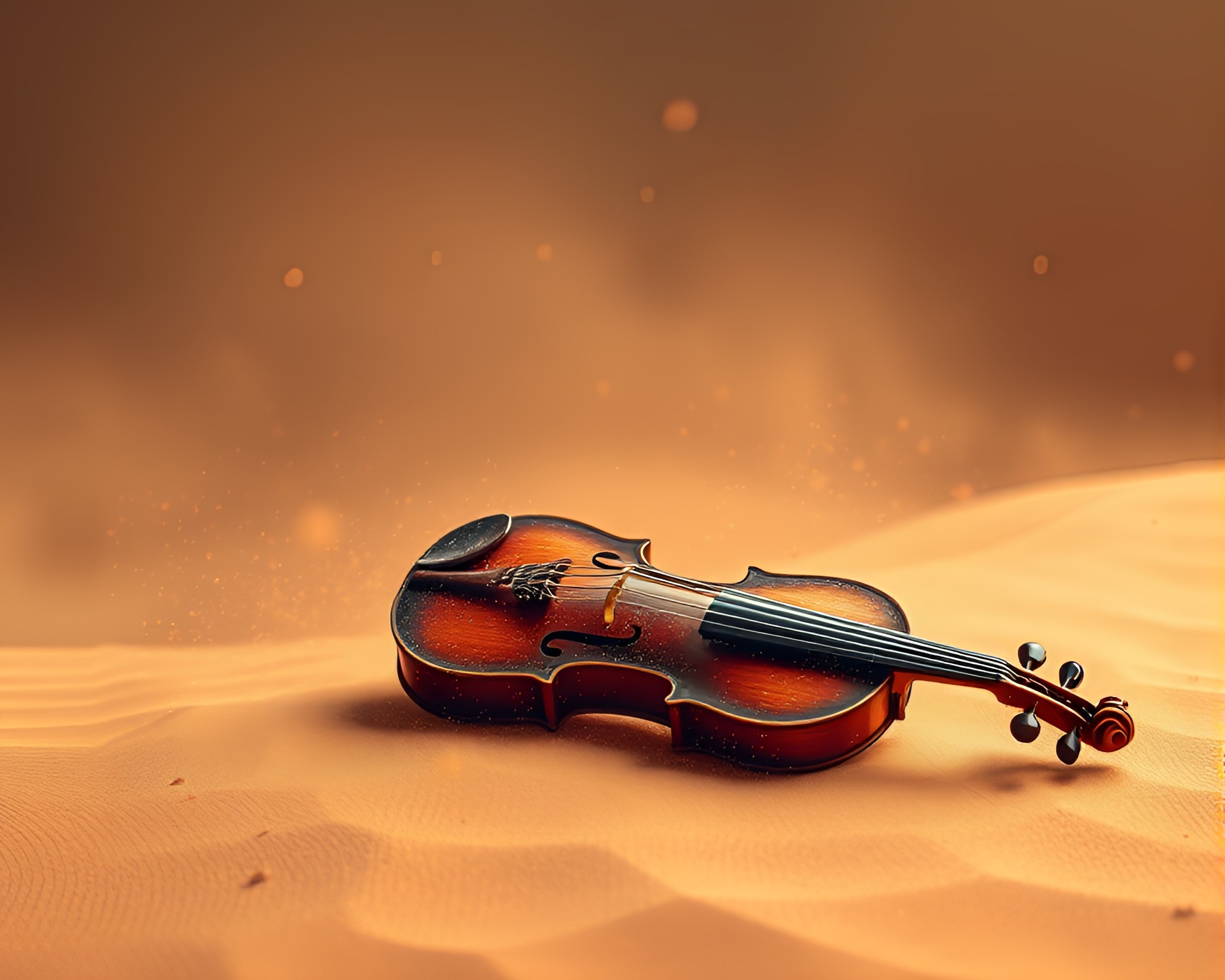 Melodic Harmony of Violin Amidst Floating Particles – free AI stock image