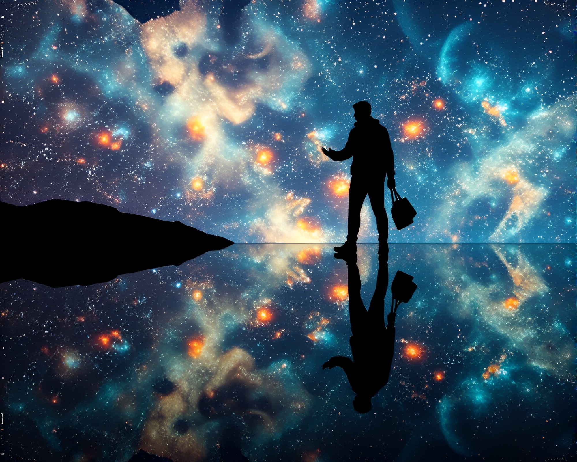 Interdimensional Reflection: Iridescent Parallel Universe – free AI stock image