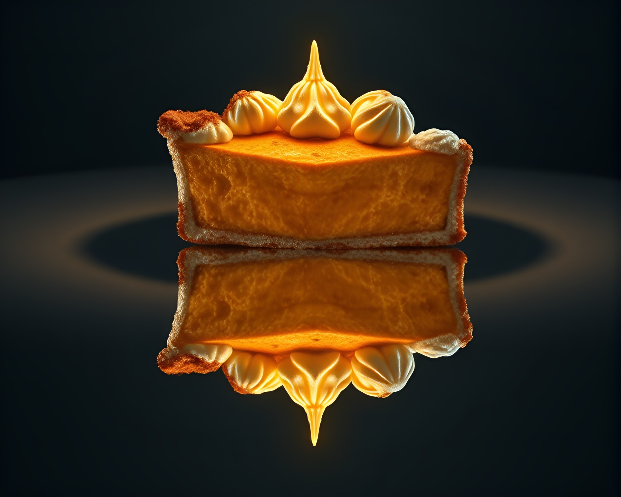 Symmetrical Pumpkin Pie Illuminated in Neural Style – free AI stock image