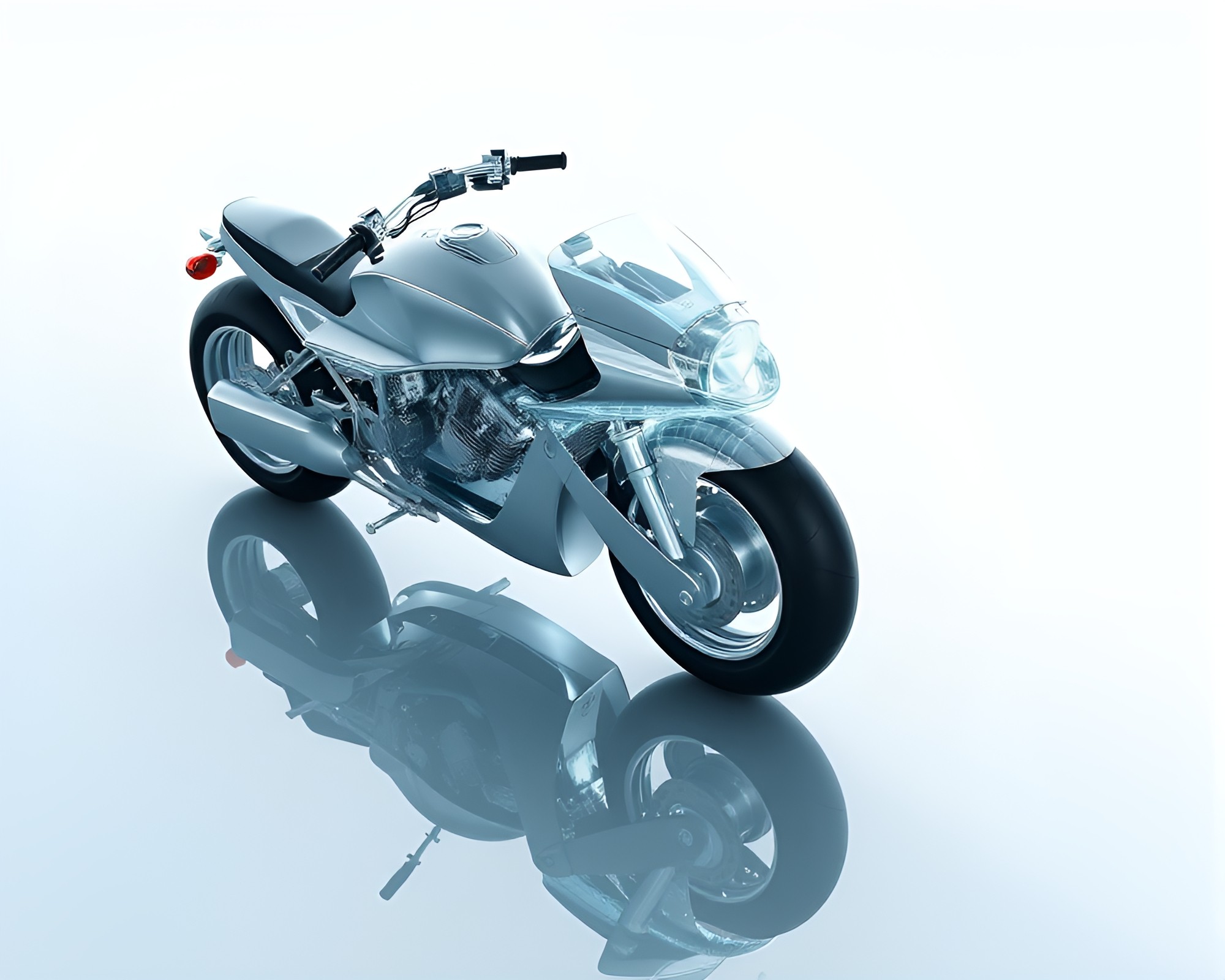 Futuristic Hoverbike Reflection in X-Ray Style – free AI stock image