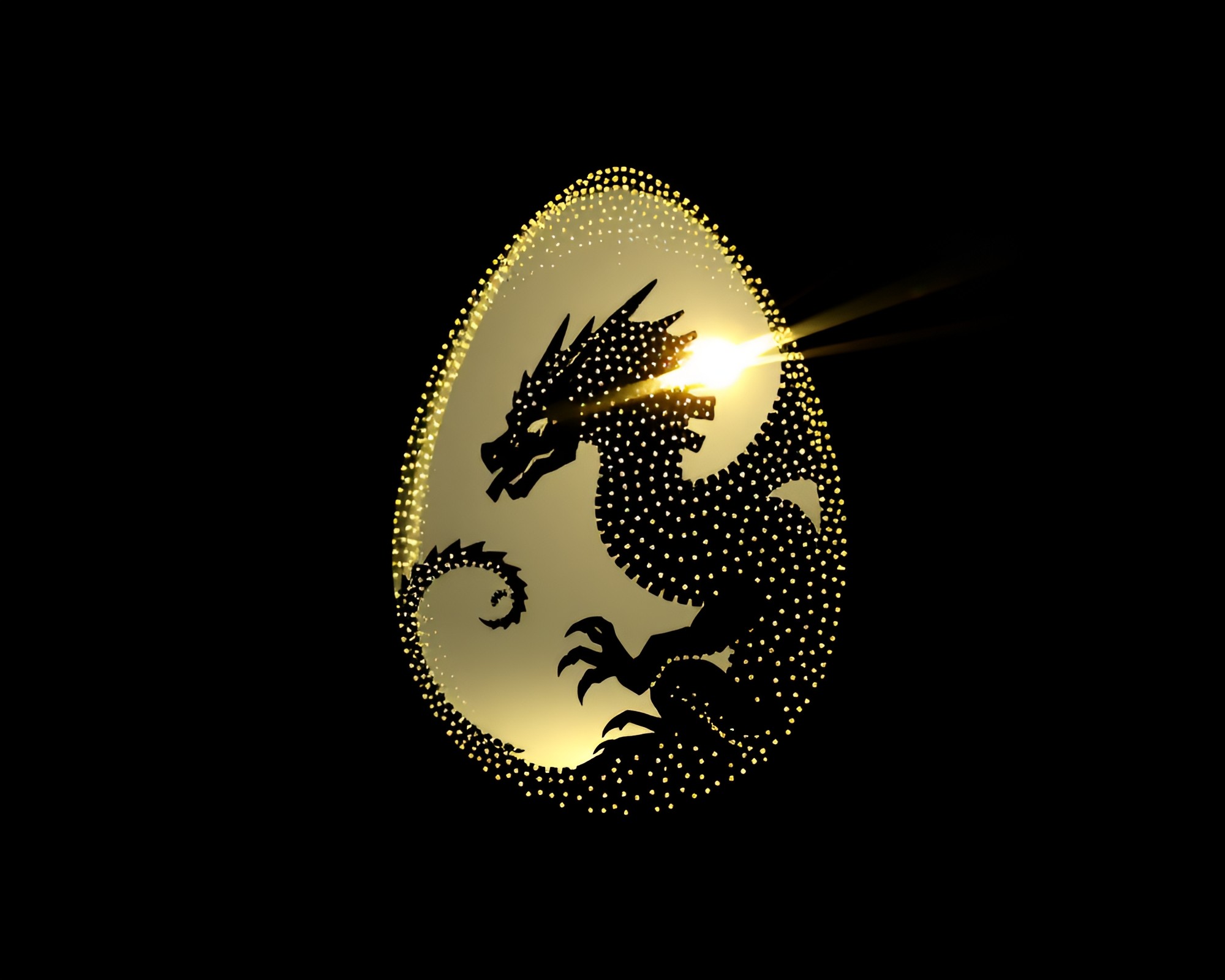 Dragon Egg Silhouette in Prism Refraction Dot Matrix – free AI stock image