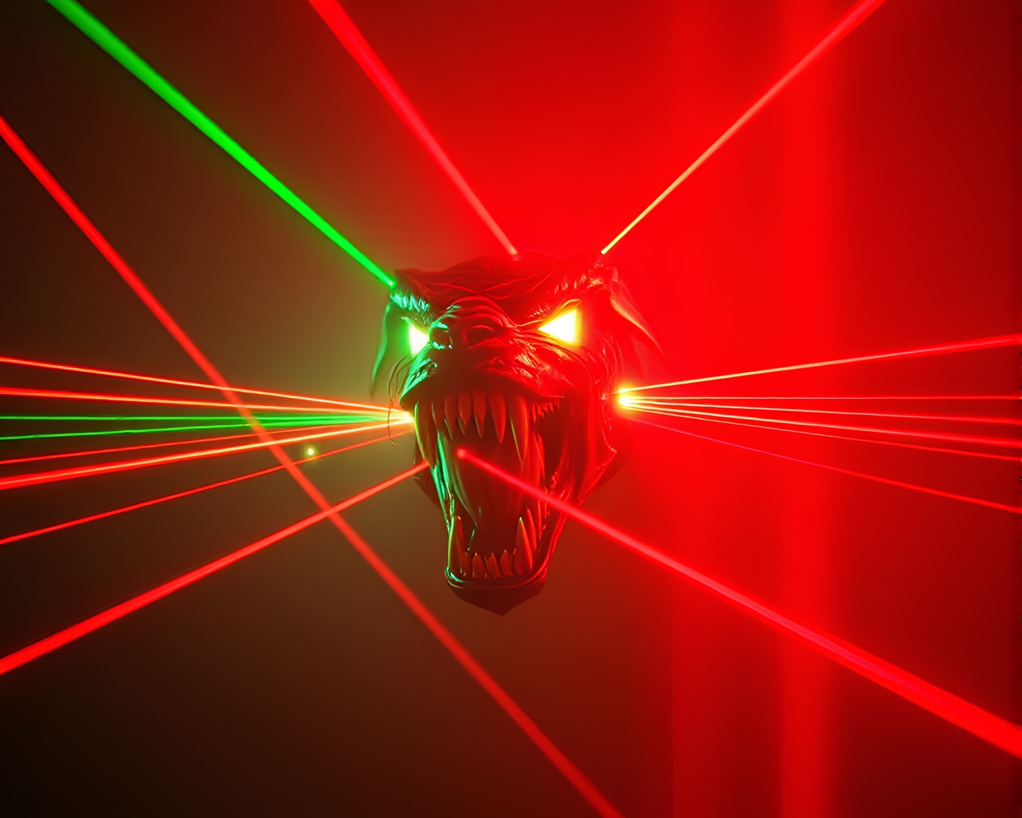 Neon Cerberus Battling with Laser Beams – free AI stock image