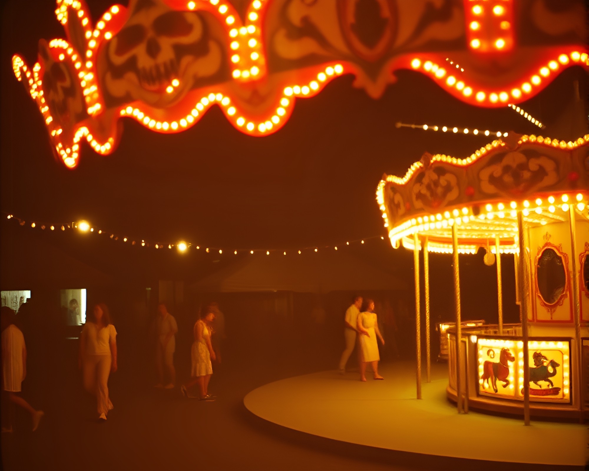 Chalk Carousel Under Torchlight Glow – free AI stock image
