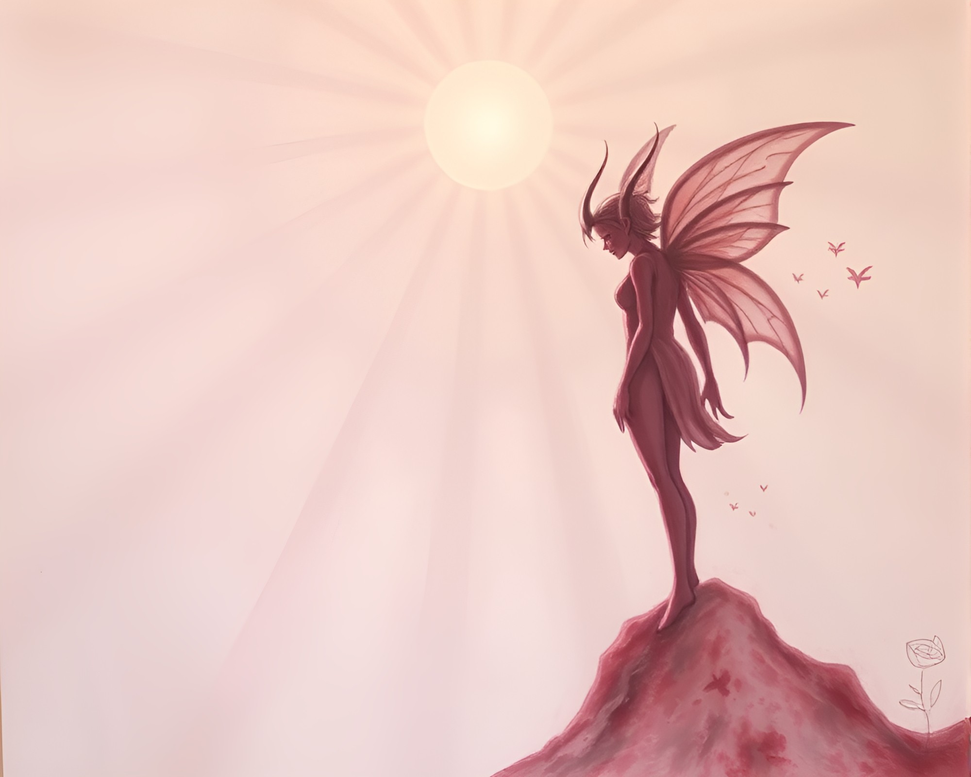 Enchanting Elf amidst Negative Space Sunbeam Rays – free AI stock image