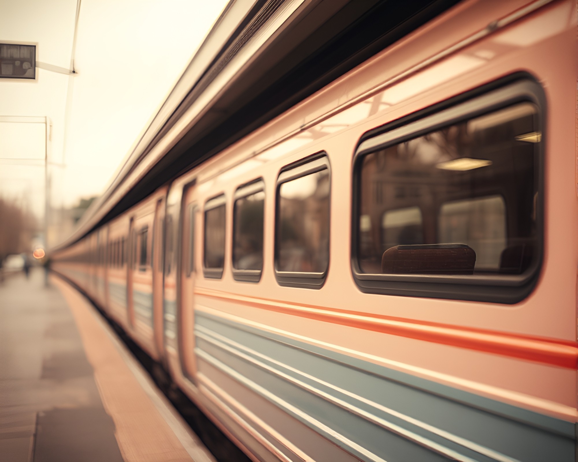 Monorail in Muted Sepia Split Focus – free AI stock image