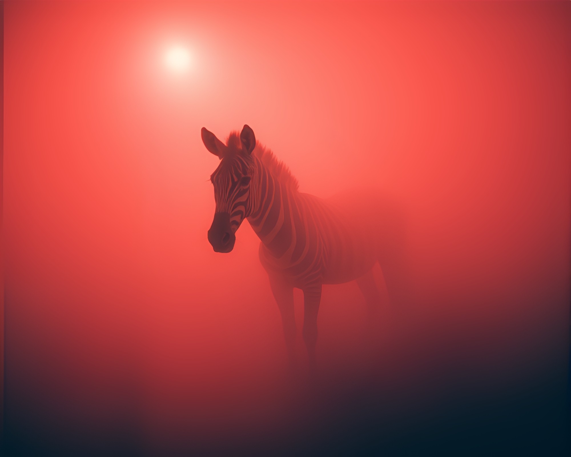 Zebra Herd Emerging Through Thermal Fog with Retro Scanlines – free AI stock image