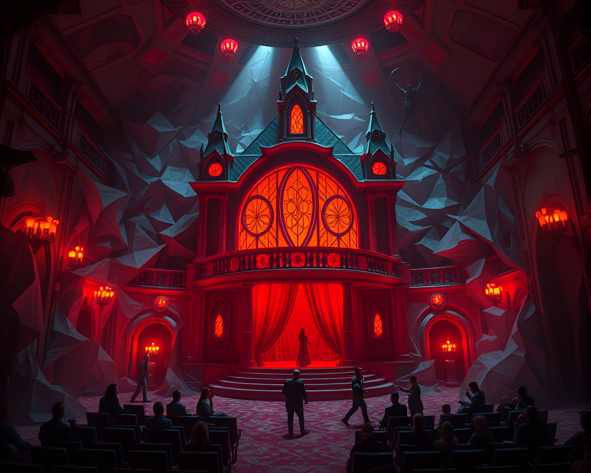 Lovecraftian Horror Opera in Origami Motion Capture – free AI stock image