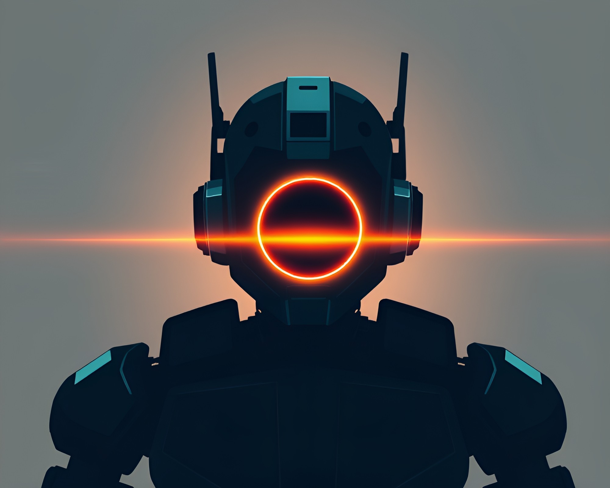 Symmetrical 16-Bit Robot Eclipse Shadow Artwork – free AI stock image