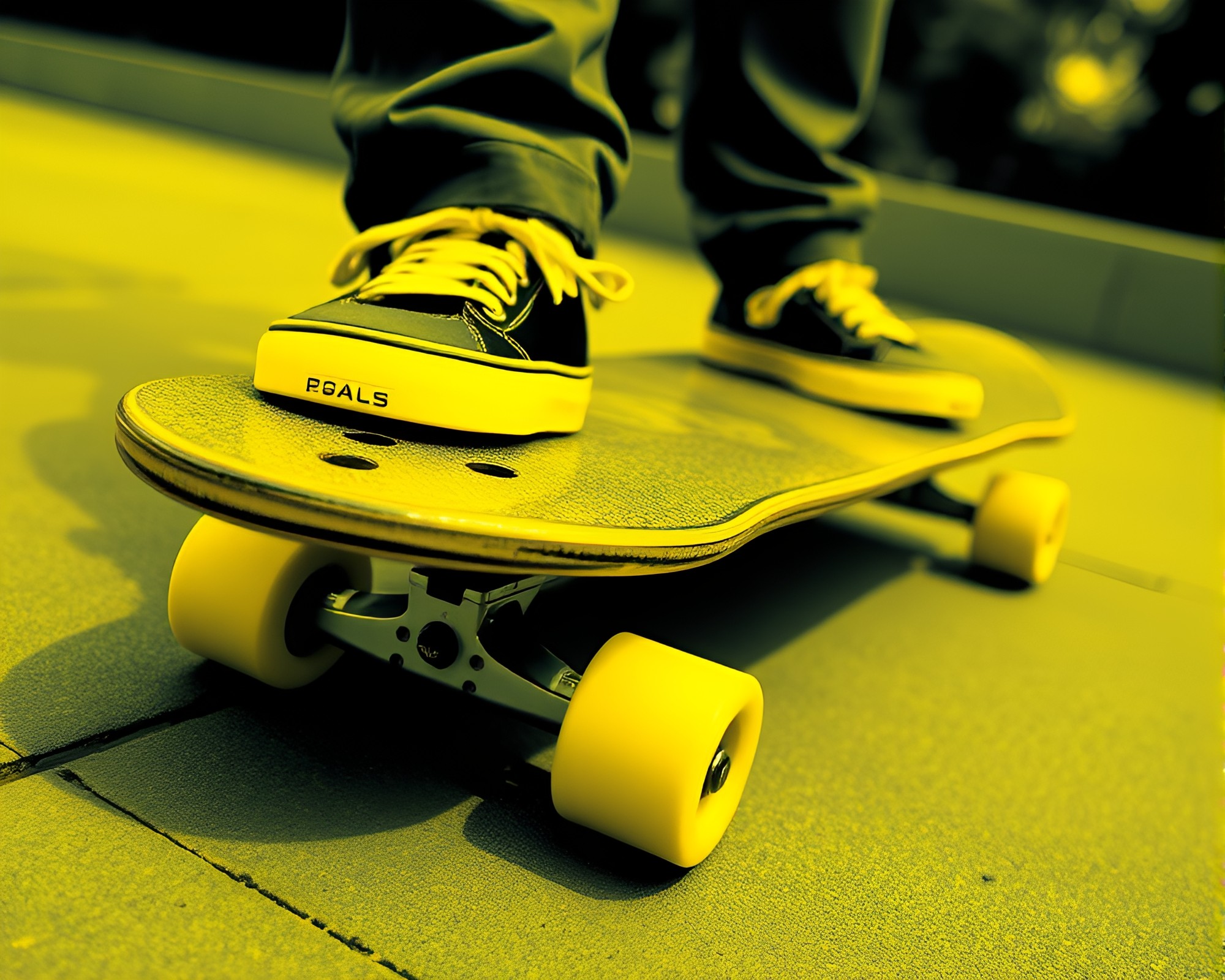 8-Bit Close-Up of Yellow Skateboard – free AI stock image