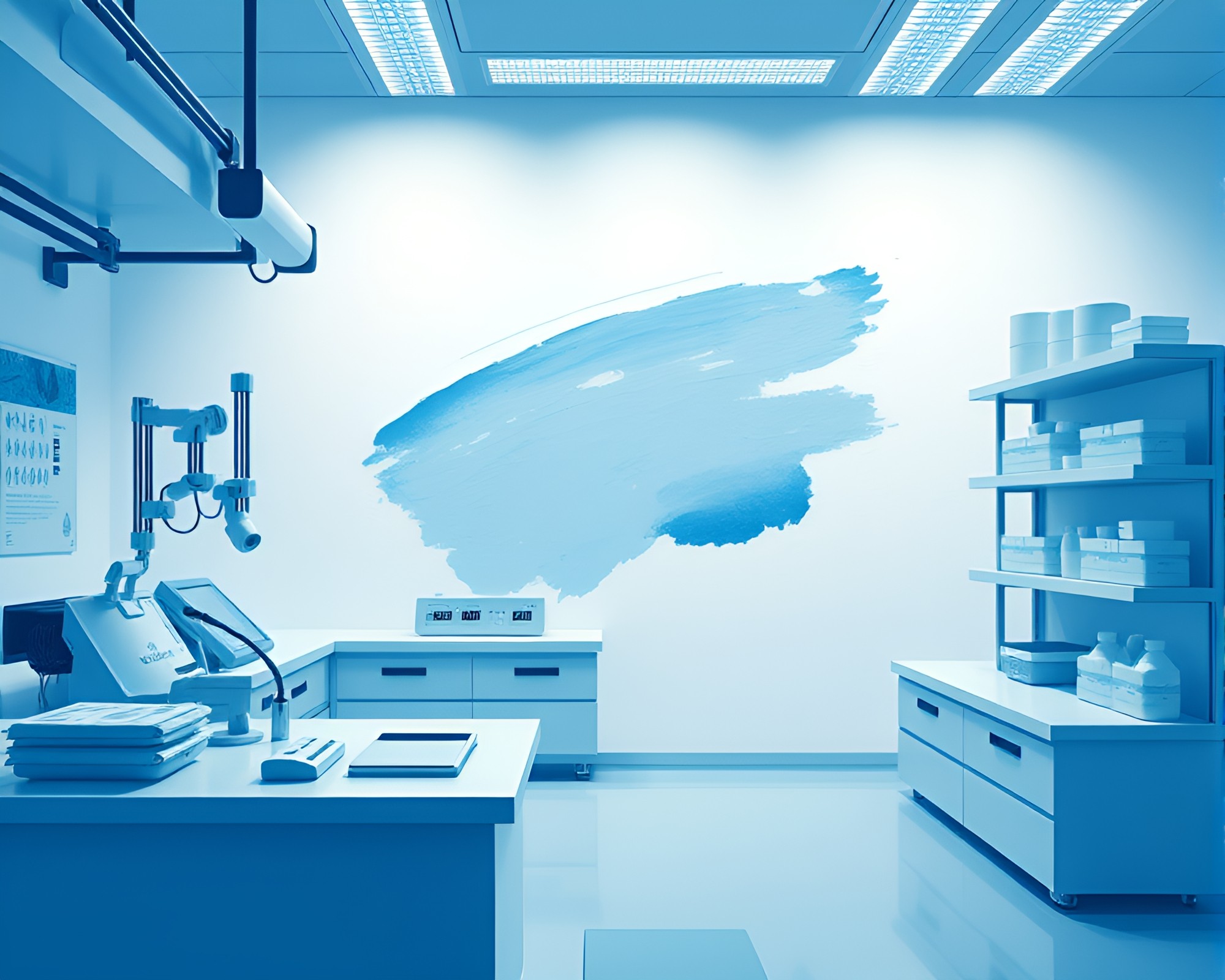 Futuristic Robotics Laboratory with Arctic Blue Aesthetic – free AI stock image