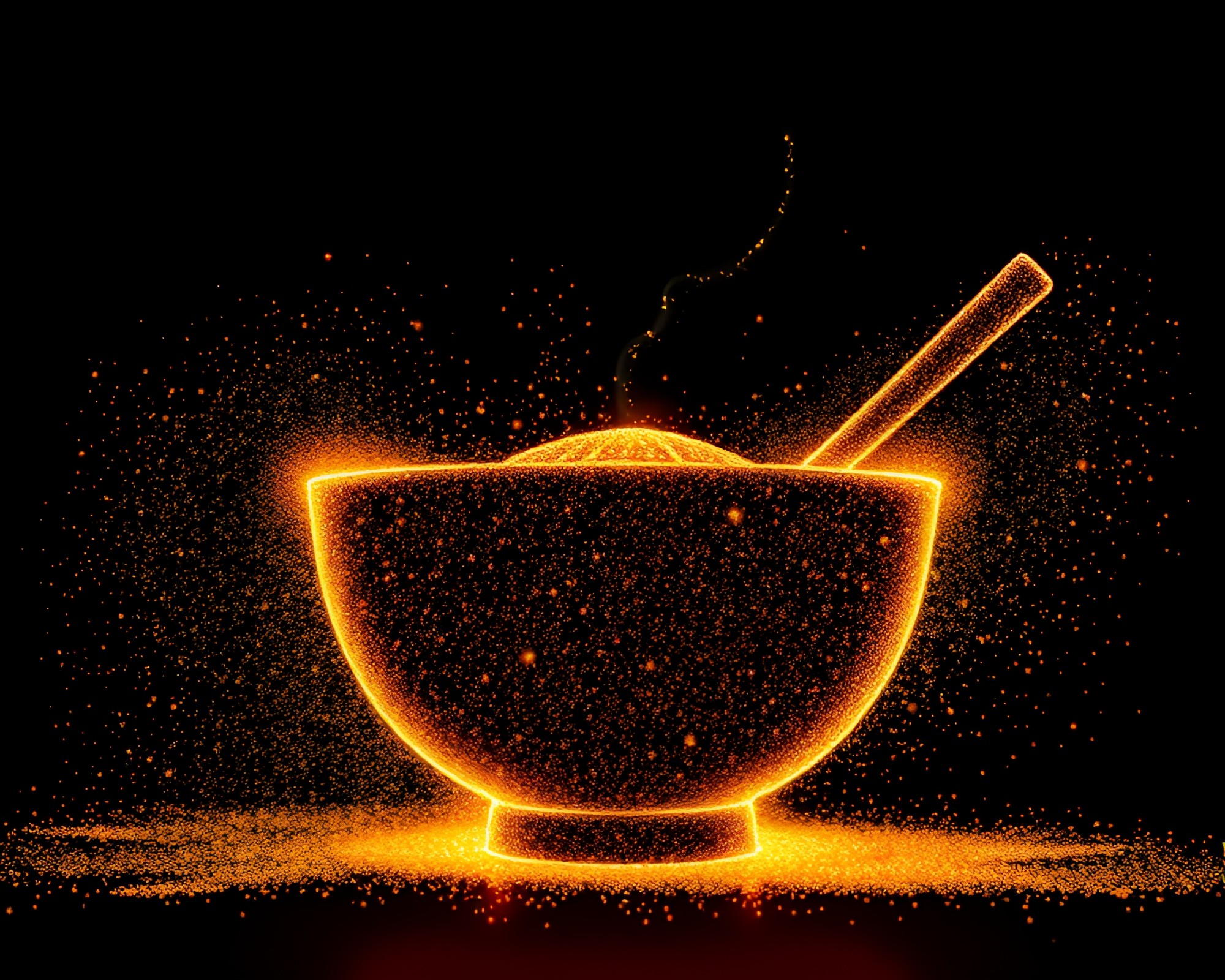 Ramen Bowl in Calligraphy-style Dot Matrix Art – free AI stock image