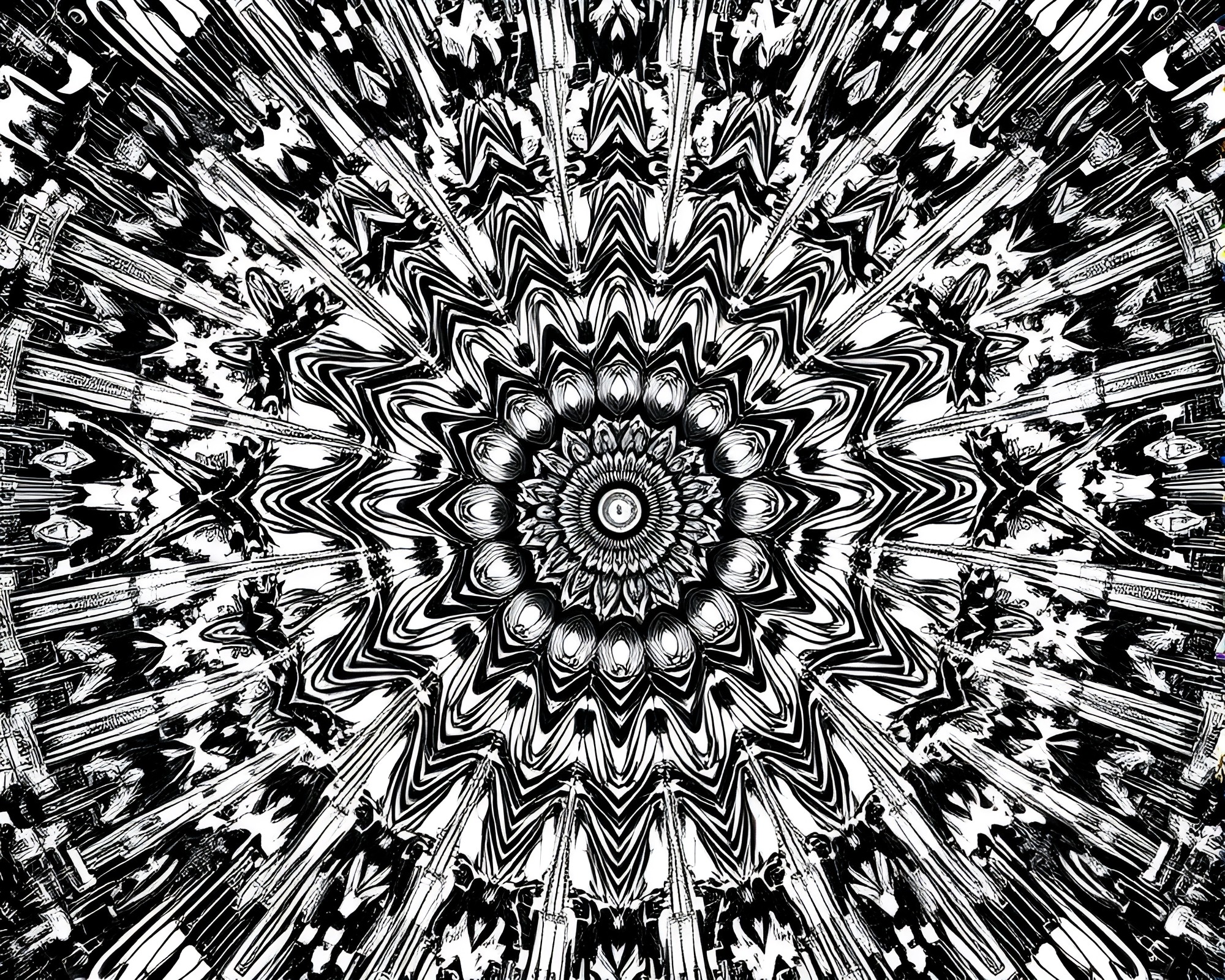 Cybernetic Mandala: Off-Center Gray Harmony – free AI stock image