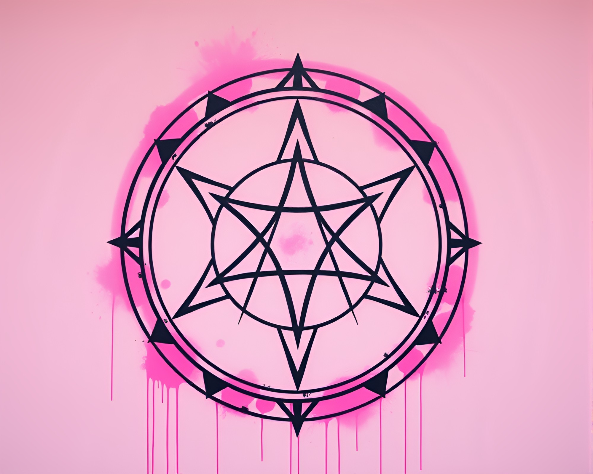 Enigmatic Sigil Illuminated in Blush Pink Circular Frame – free AI stock image