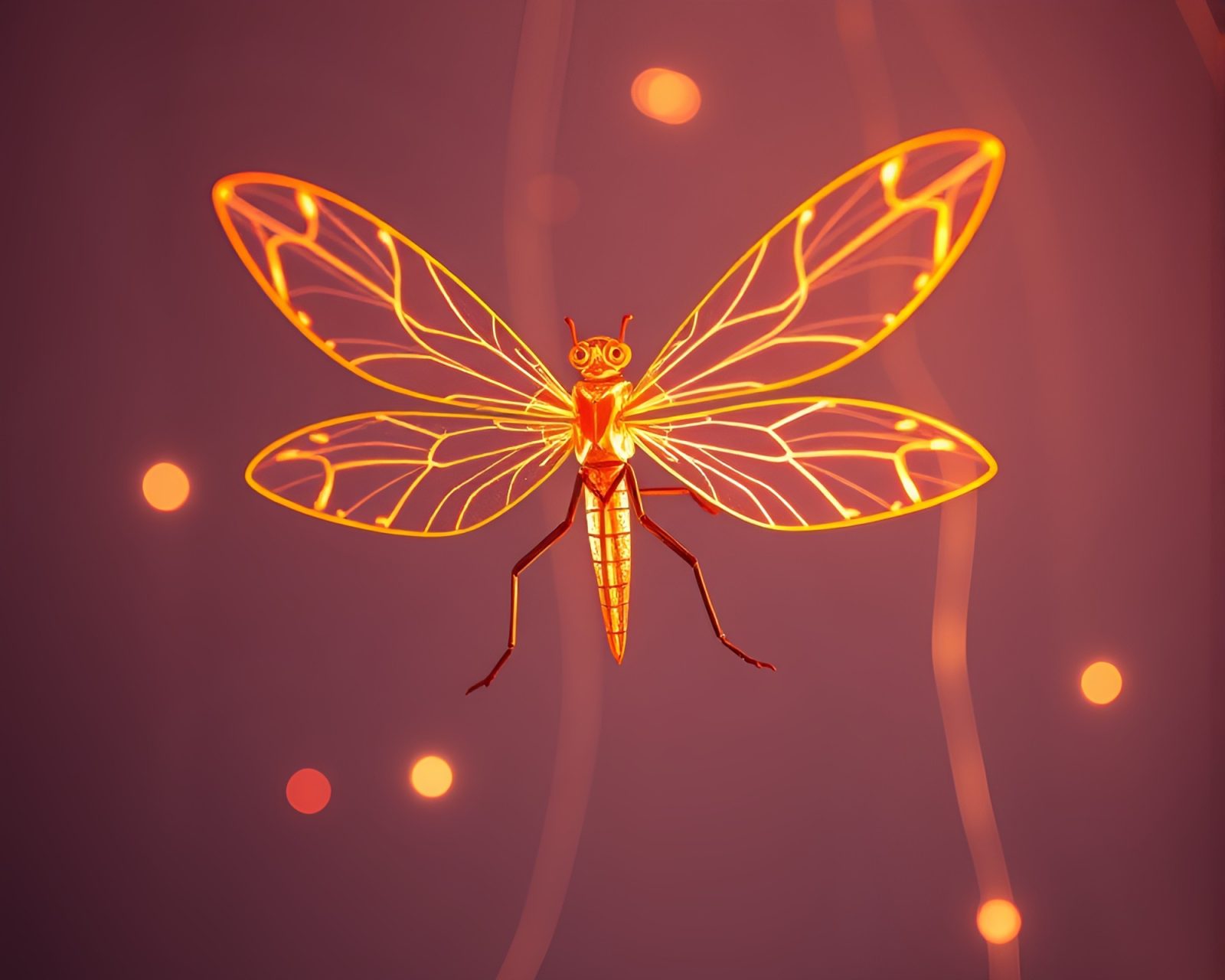 Origami firefly glowing on mystical ley line with motion blur