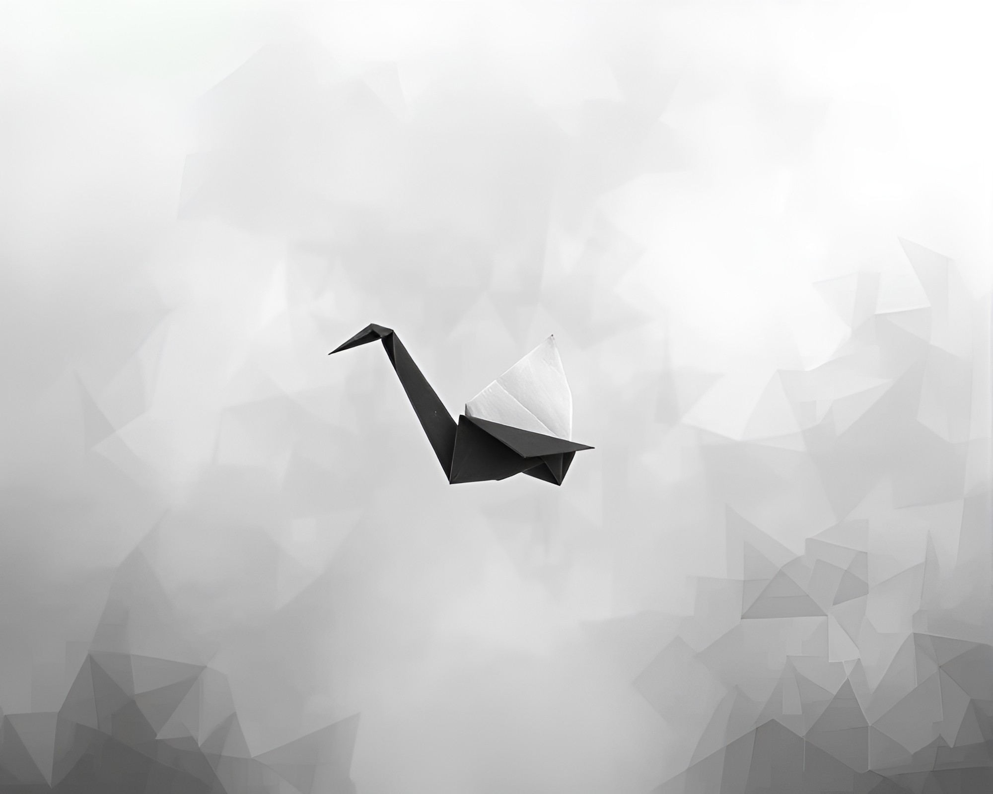 Origami Crane in Écorché Study Foggy Composition – free AI stock image