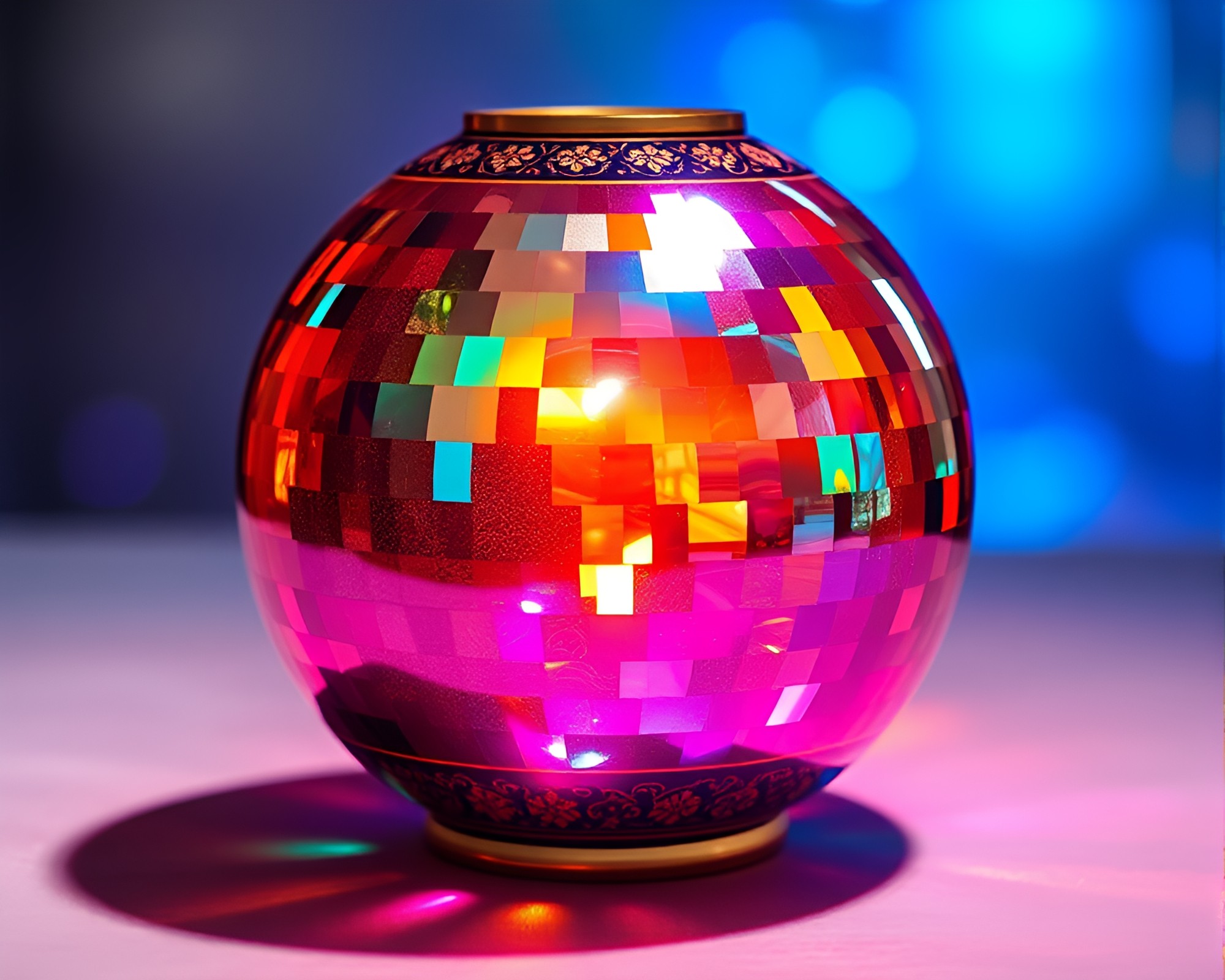 Prism Refraction Enhances Cloisonné Vase in Utopian Glitter – free AI stock image