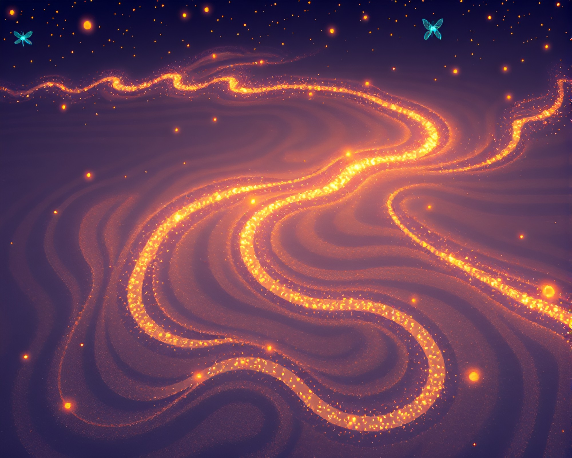 Pixel Art Plateau Sand Swirls Illuminated by Fireflies – free AI stock image