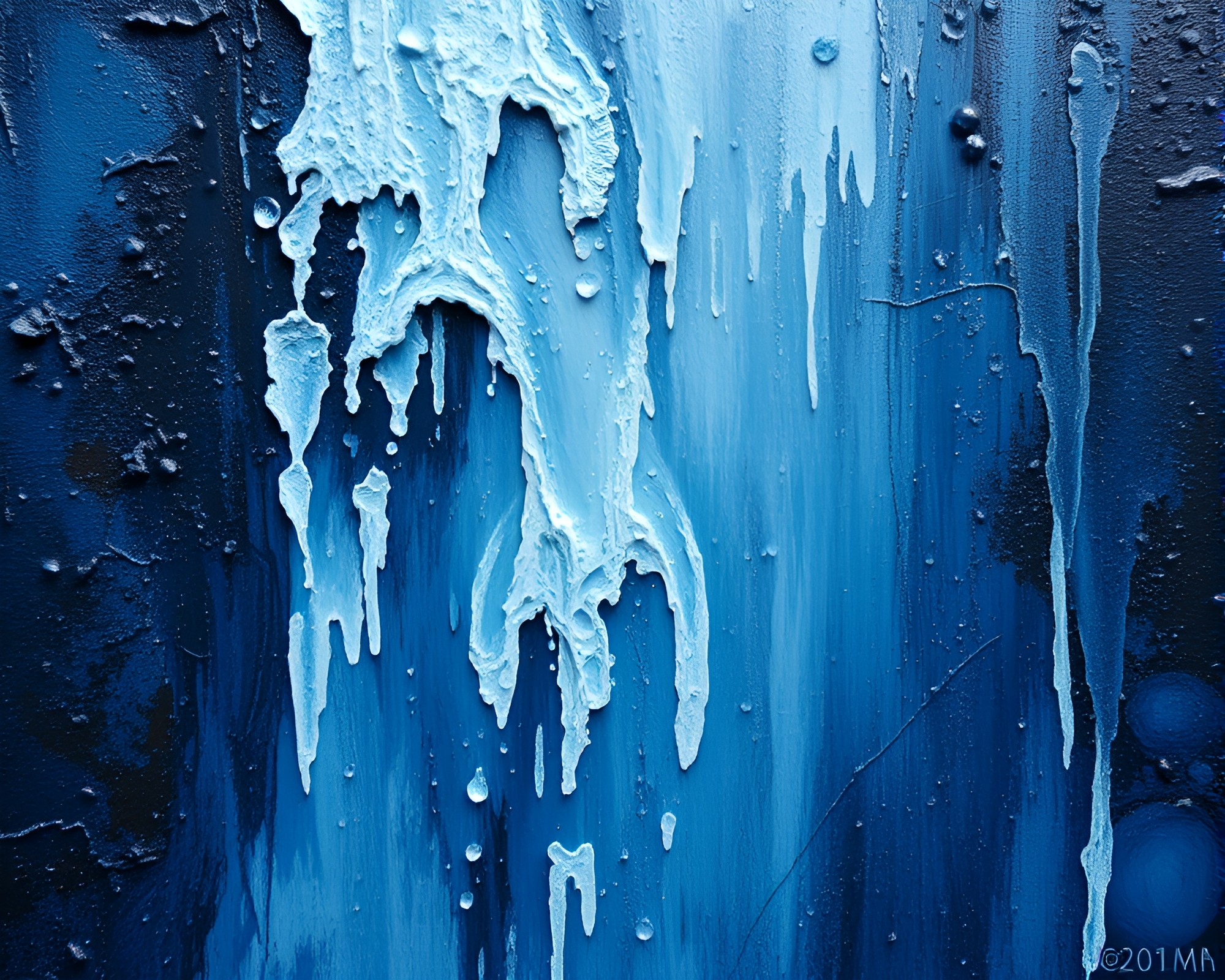 Majestic Steel-Blue Waterfall Macro Detail – free AI stock image