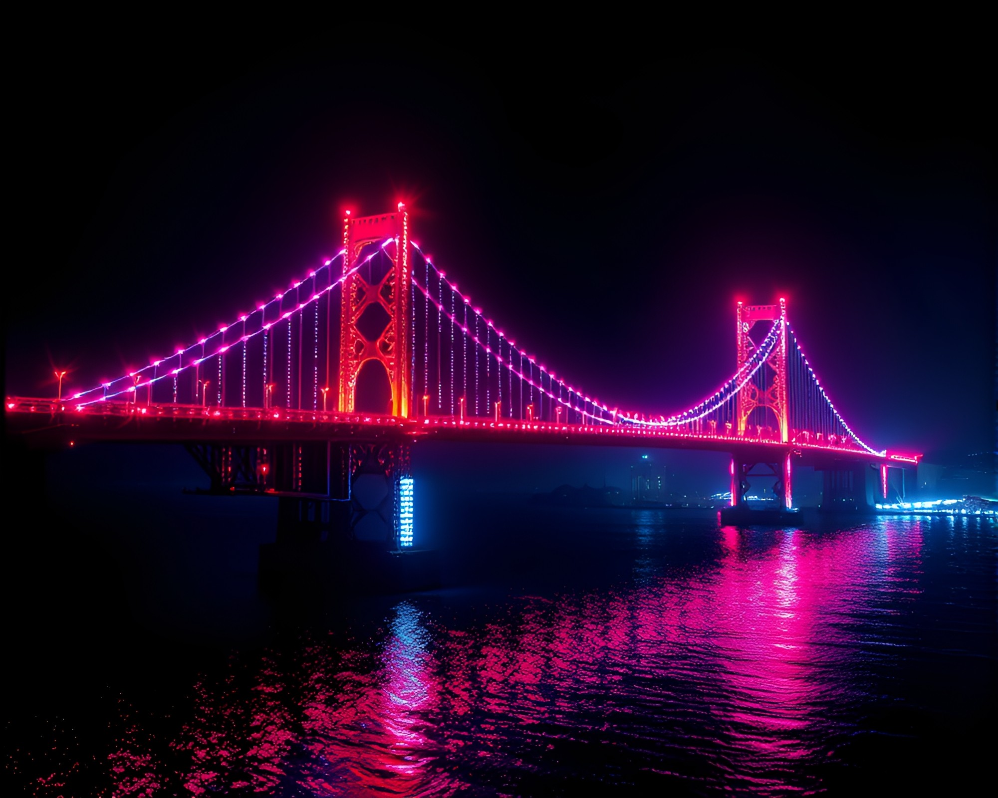 LED Bridge Enchantment Lithography Art – free AI stock image