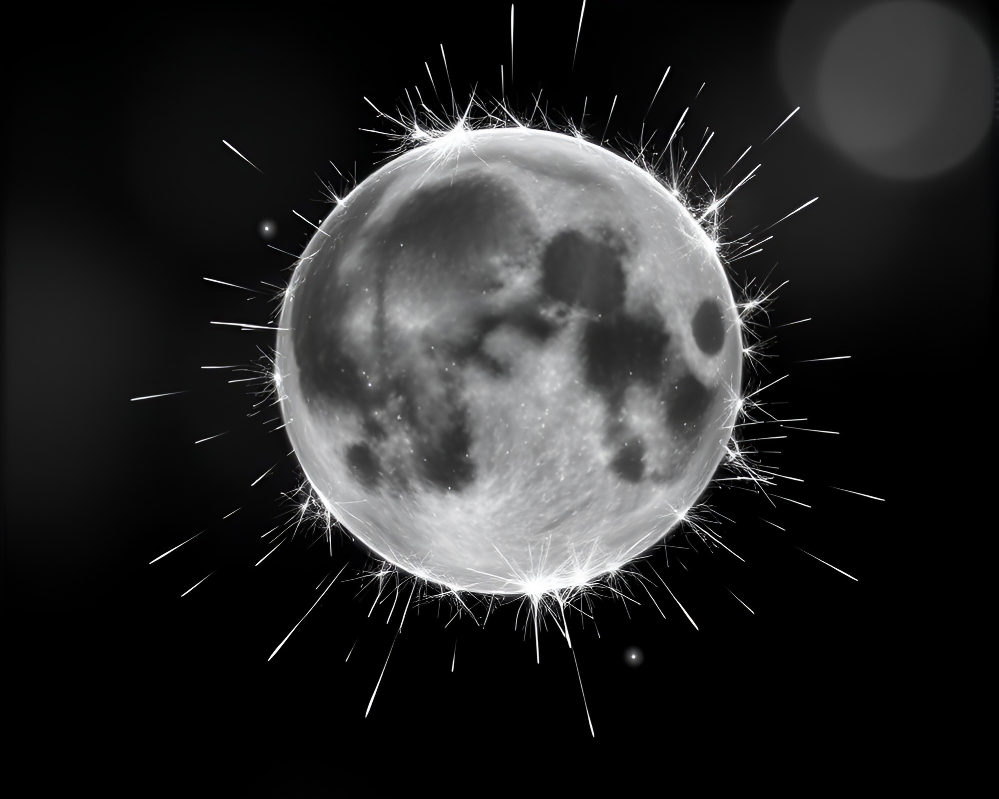 Intricate Glass Orb with Sparkler Trails in Lunar Grayscale – free AI stock image