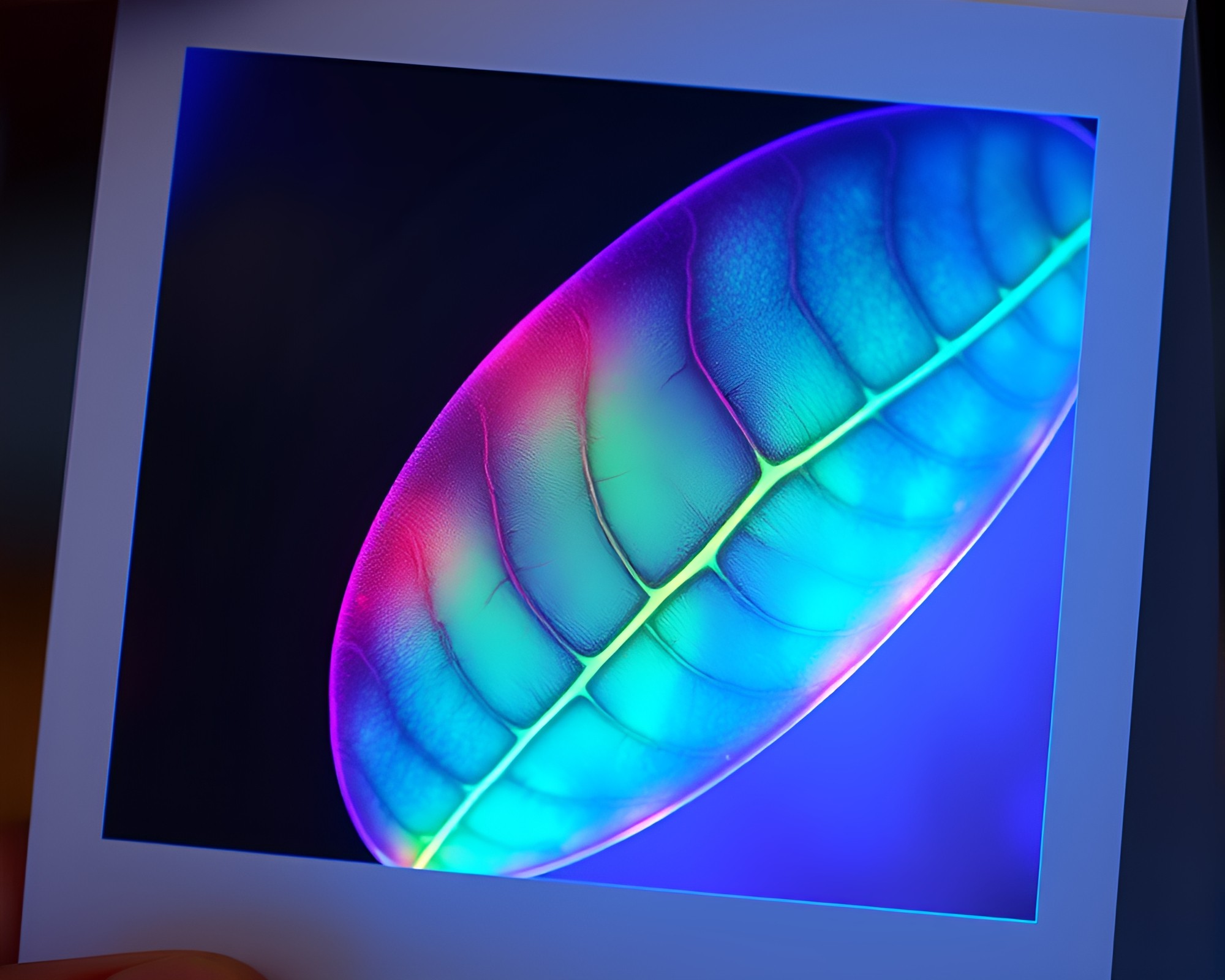 Holographic Pet Surrounded by Leaf Vein Patterns – free AI stock image