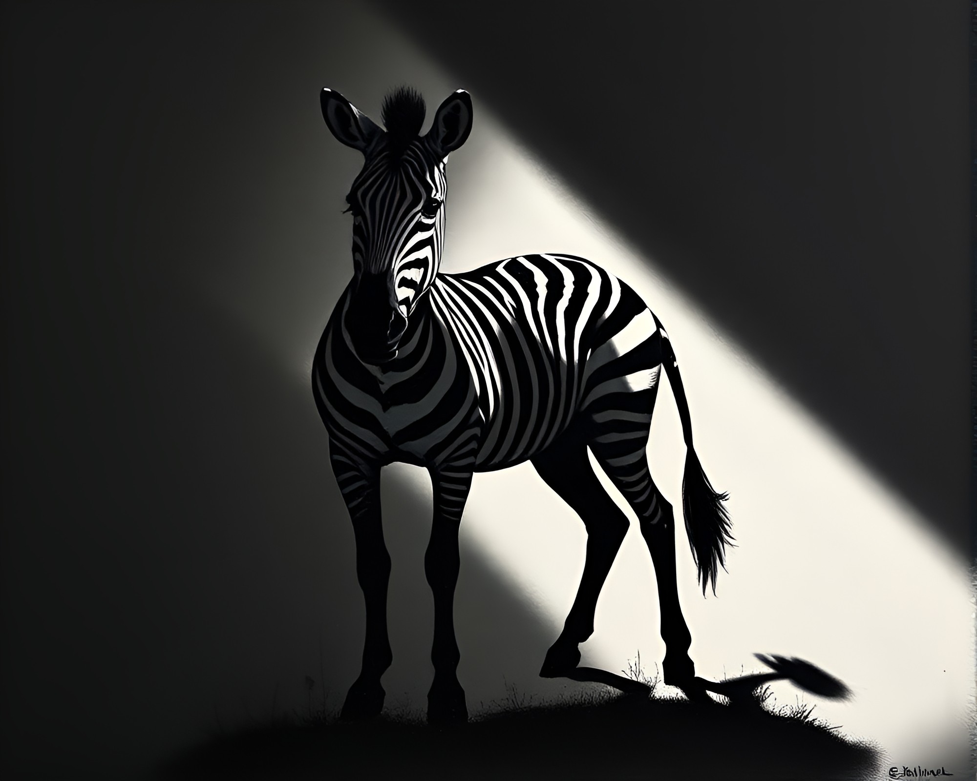 Zebras in Silhouette: Palette Knife Shadow Play – free AI stock image