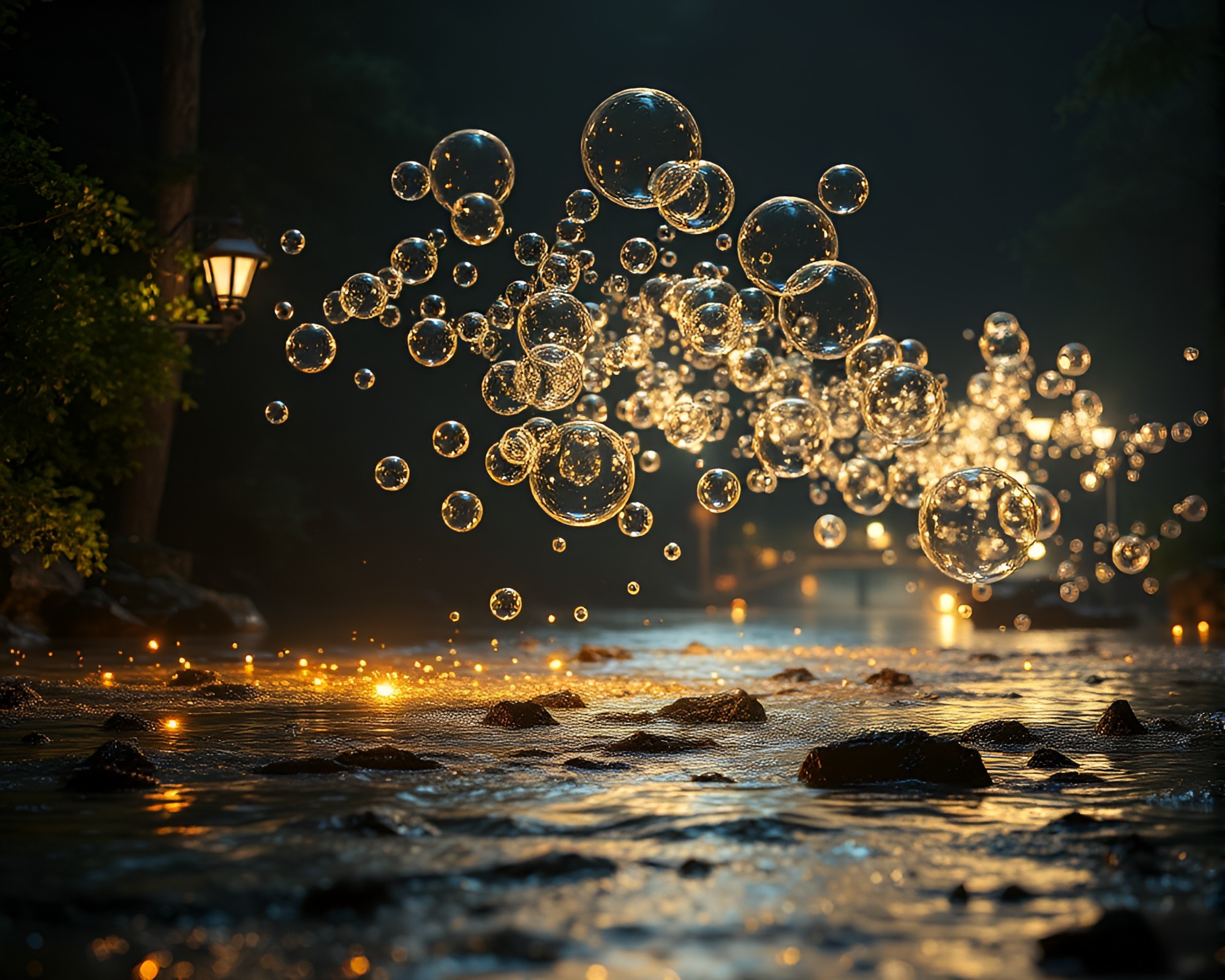 Savage River Library Lamp Illuminated Bubble Clusters – free AI stock image