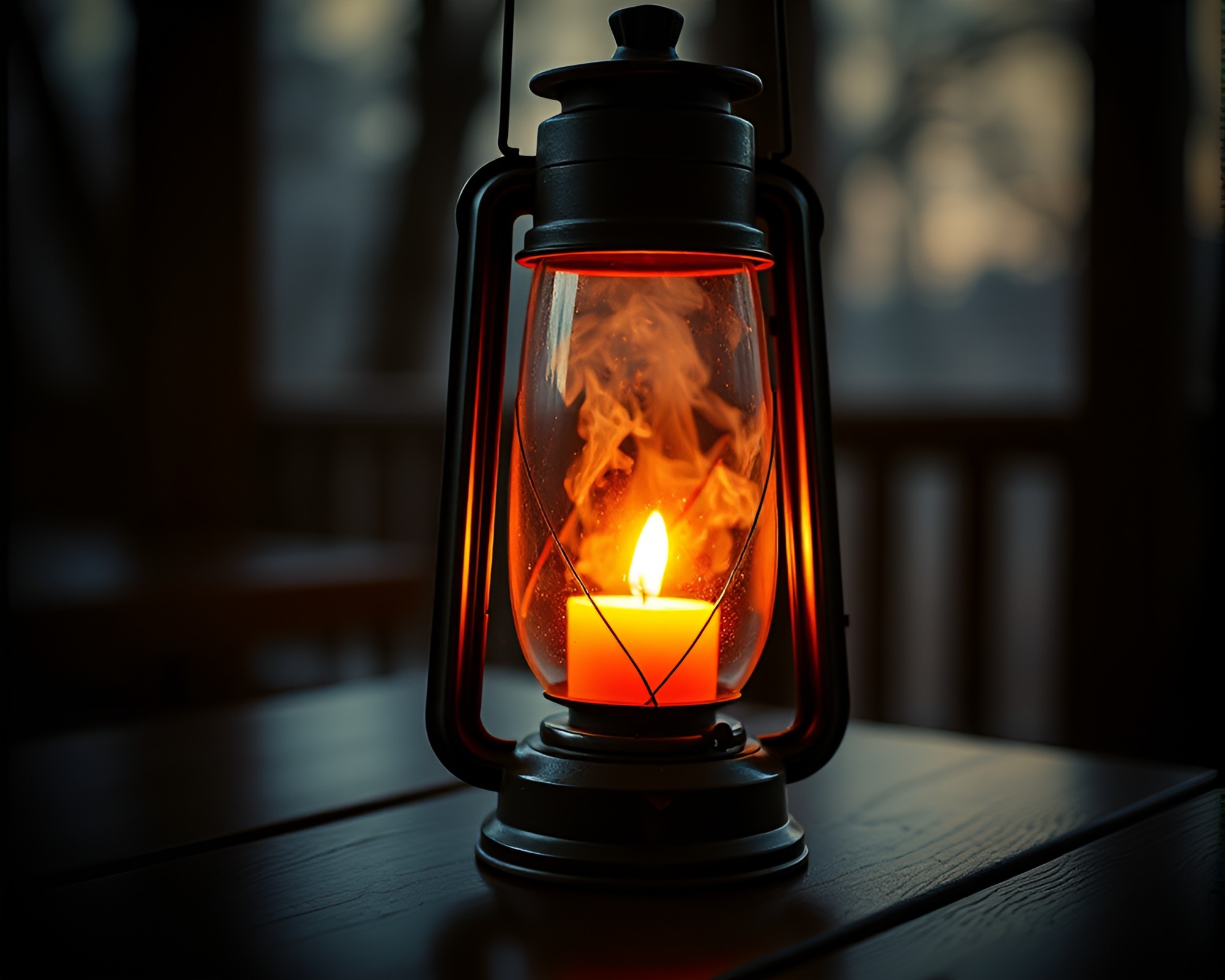 Mystical Lantern Emitting Enigmatic Candle Smoke – free AI stock image