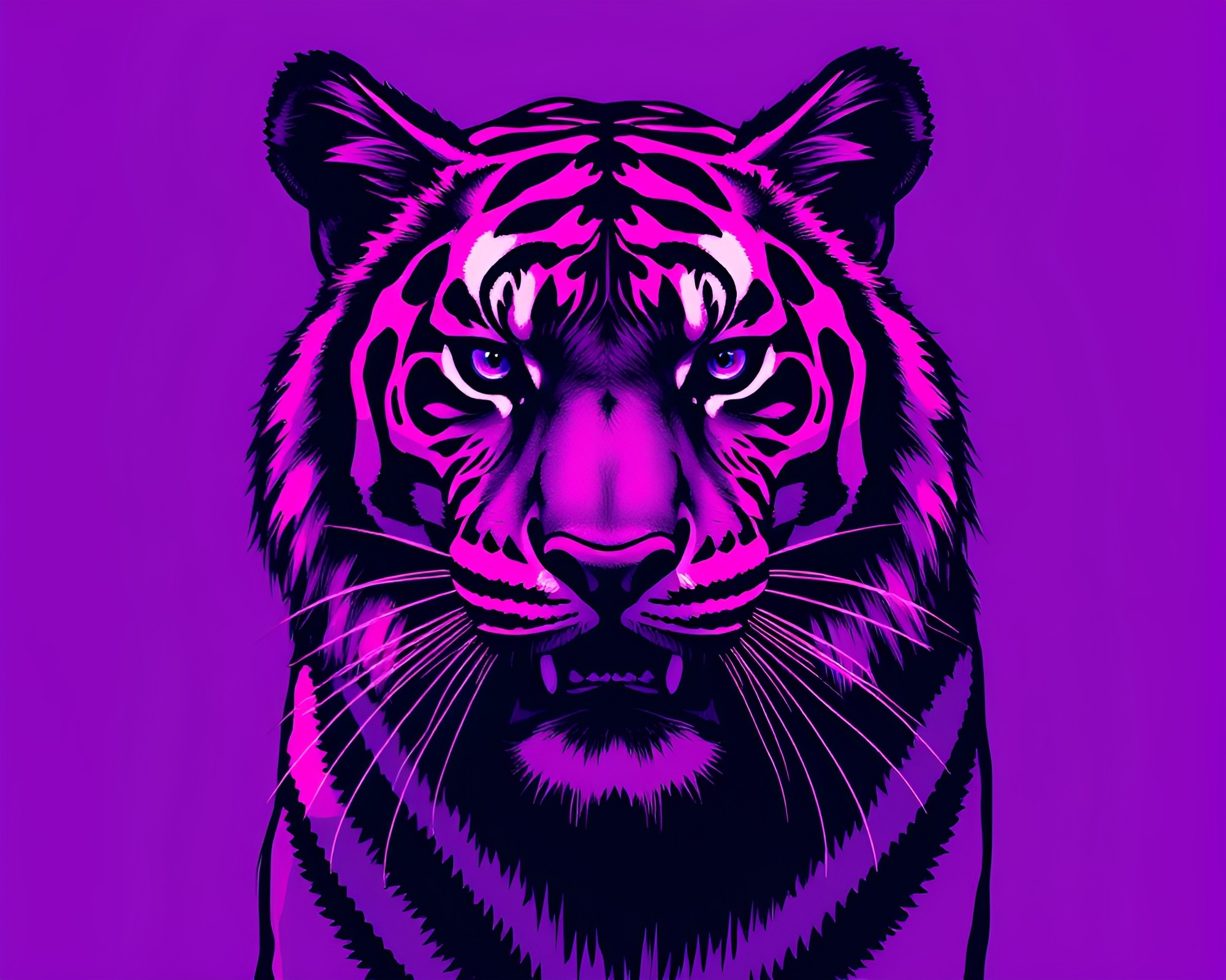 Vector Halftone Tiger in Ultraviolet Shine – free AI stock image
