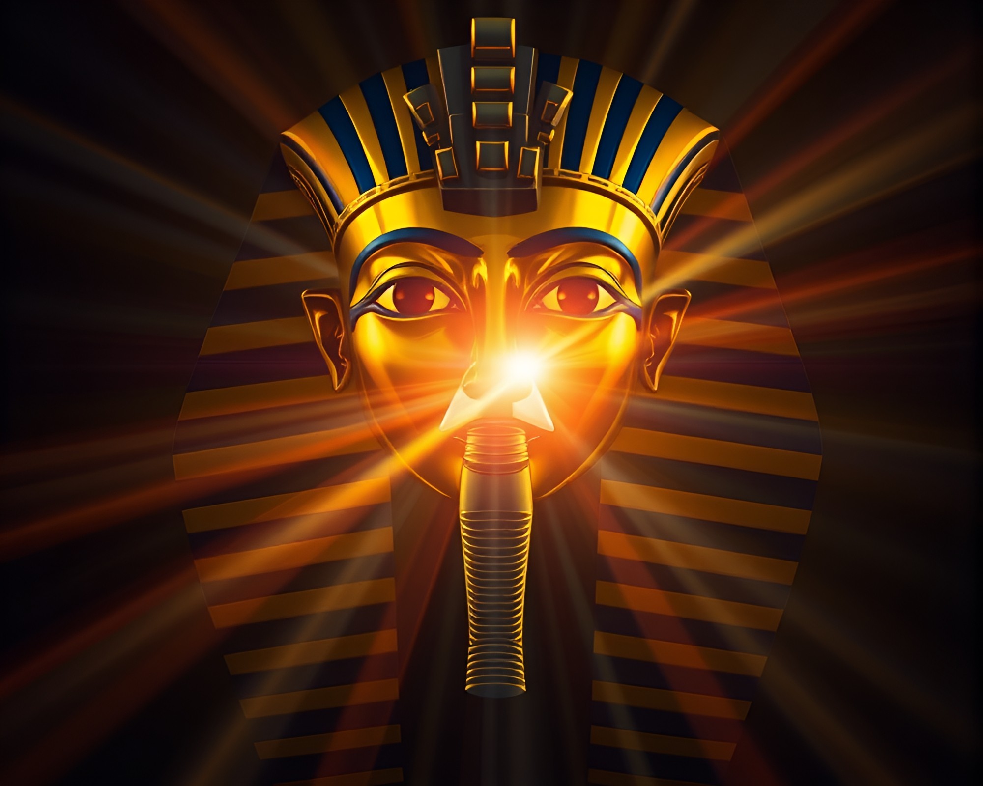 Pharaoh Mask Illuminated by Porchlight Lens Flare – free AI stock image