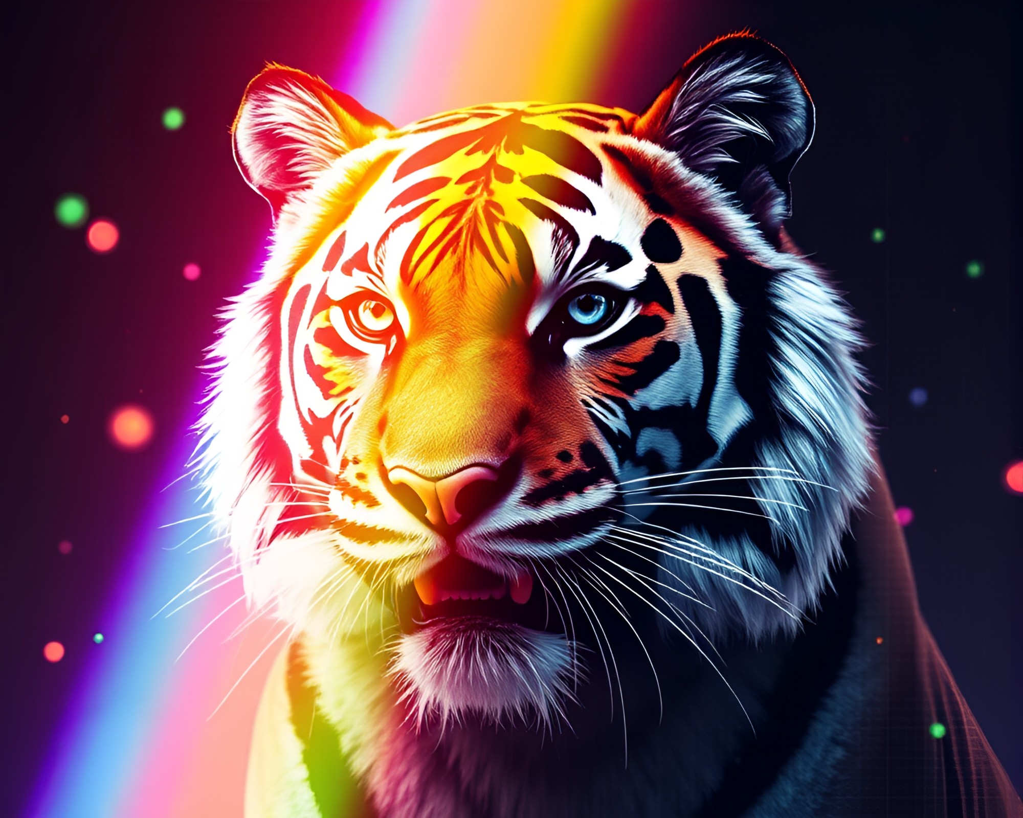 Tiger in Cosmic Halftone Grid Universe – free AI stock image