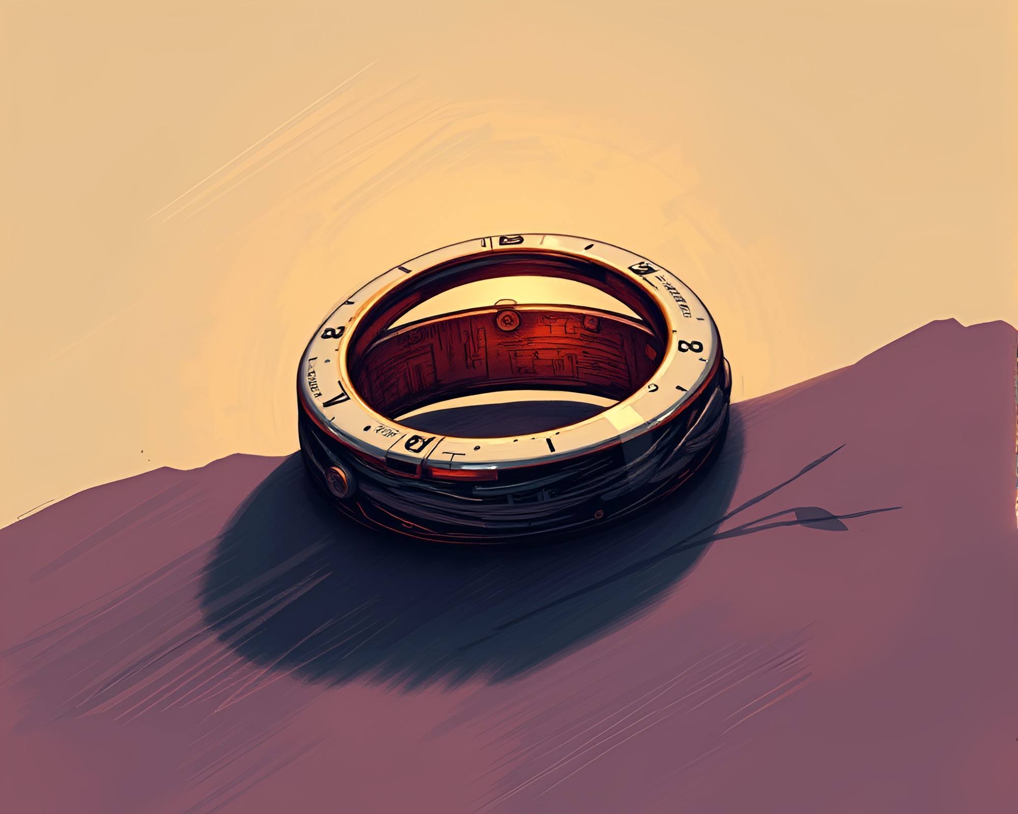 Steampunk Ring Shading Strokes Illustration – free AI stock image