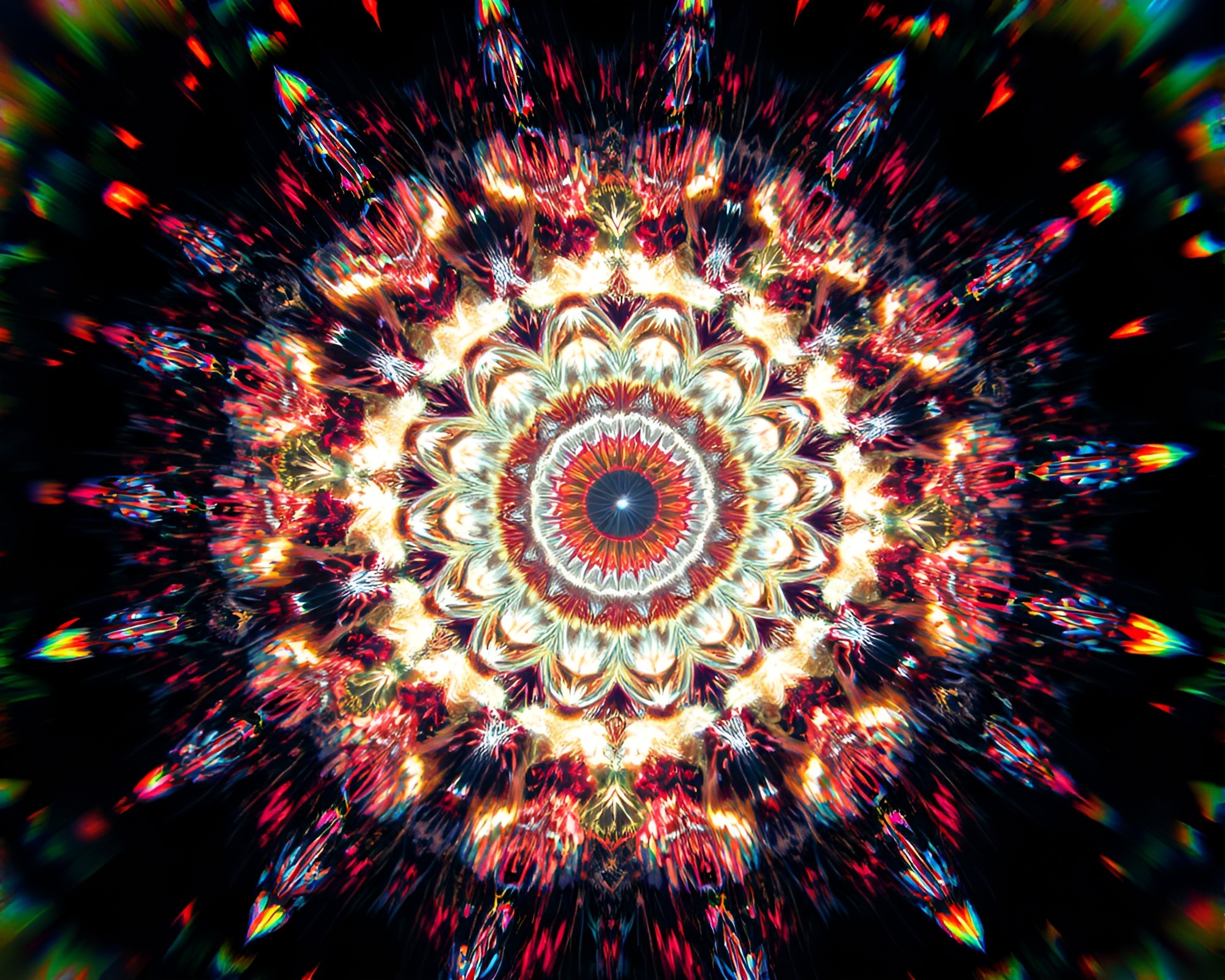 Fractal Glow Augmented Reality in Anaglyph 3D – free AI stock image