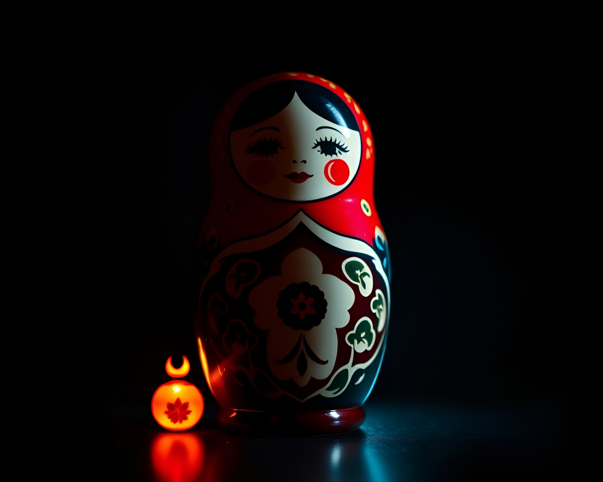 Matryoshka Doll in Vibrant Vector Chromatic Aberration – free AI stock image
