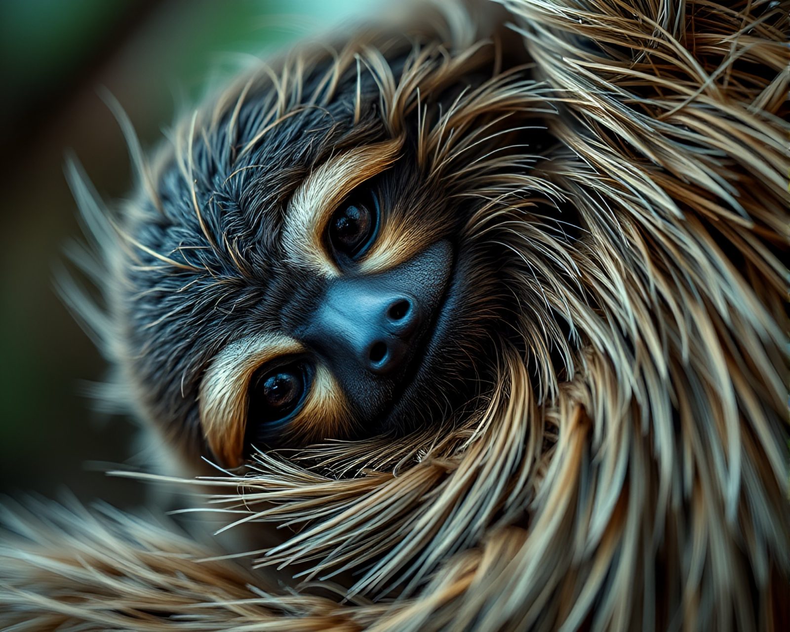 A fantastical image of a sloth in a mesmerizing oil-rich texture