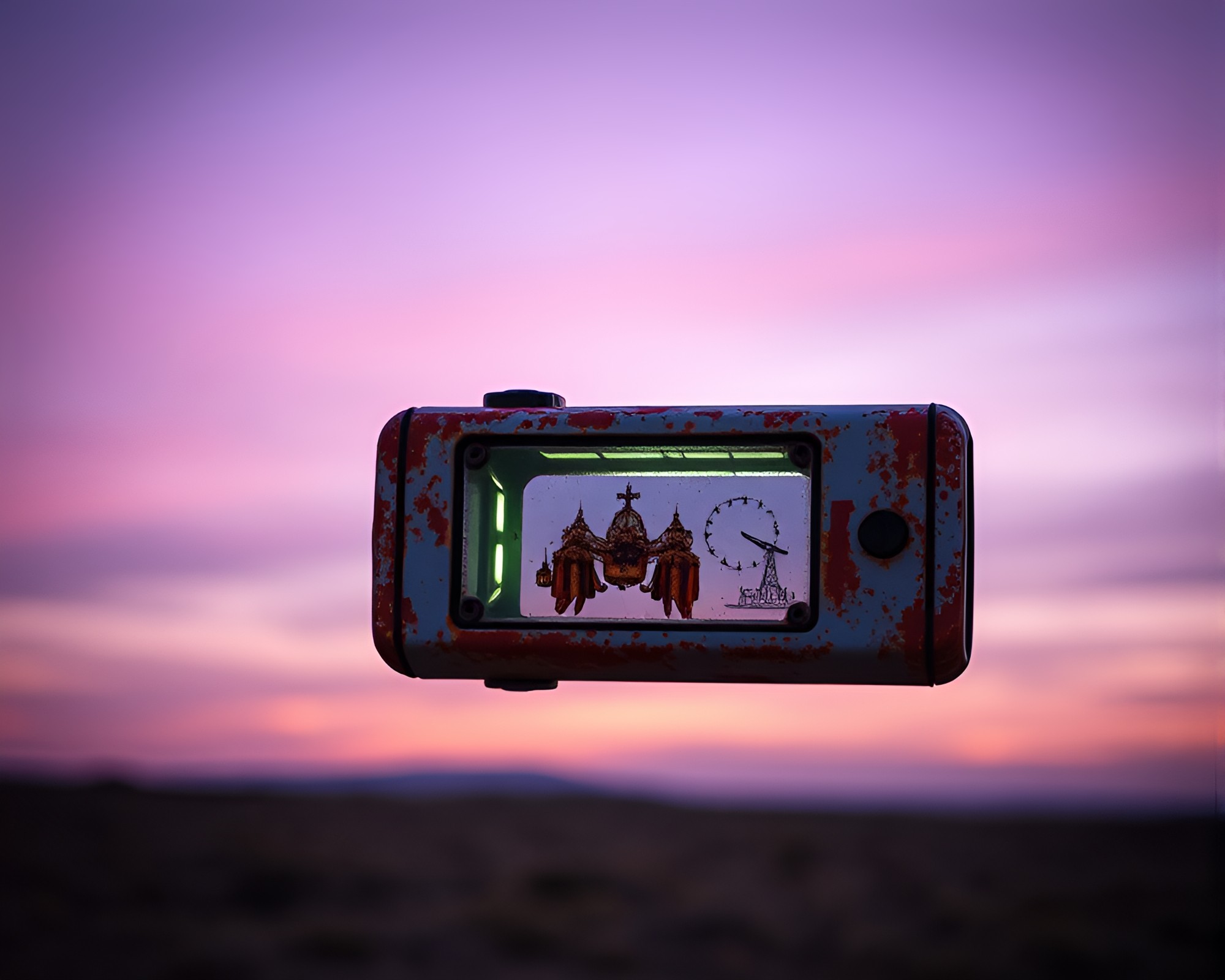 Quantum Rust Patina: Lavender Twilight Teleportation – free AI stock image