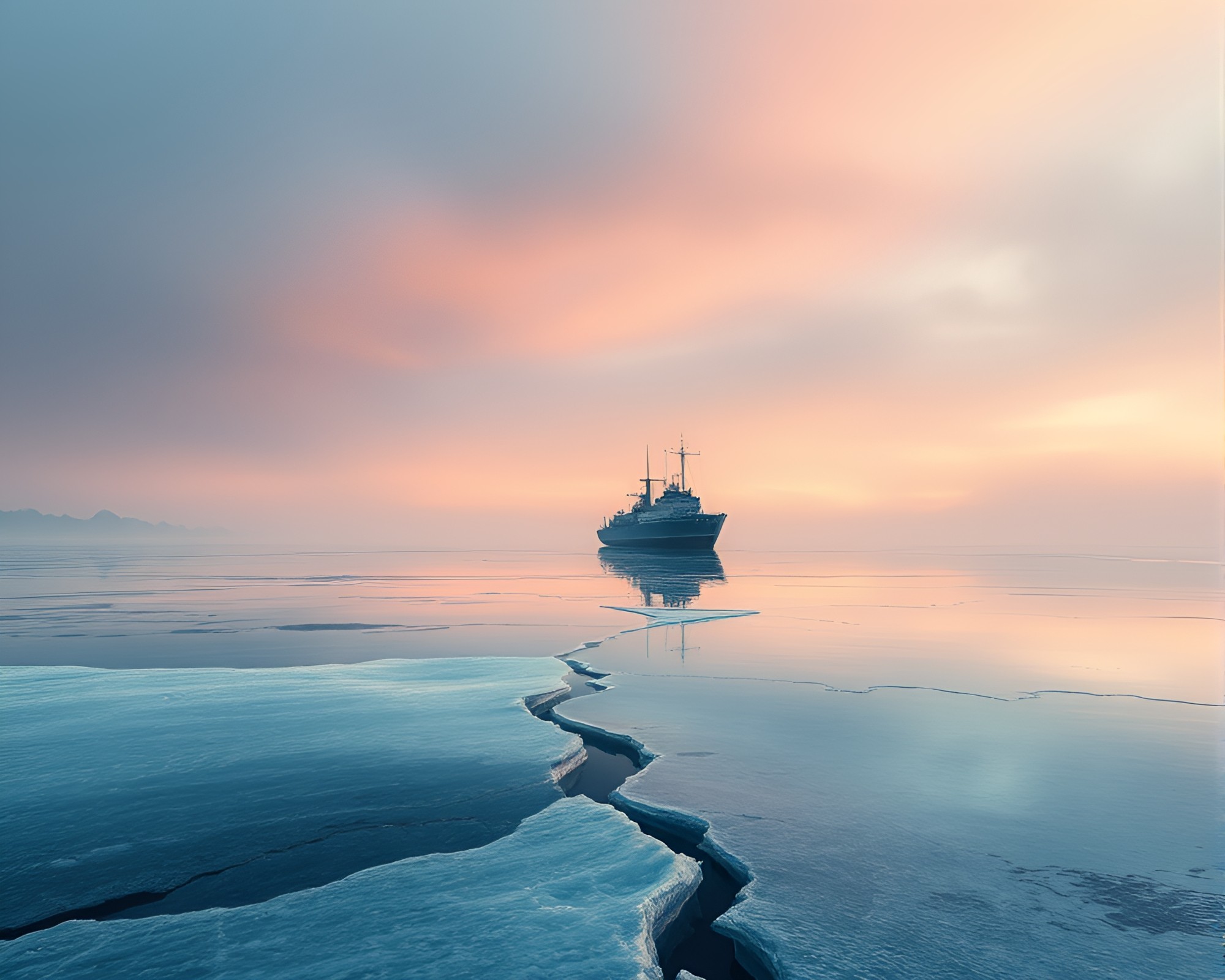 Submerged Submarine in Ice Crack Reflection – free AI stock image