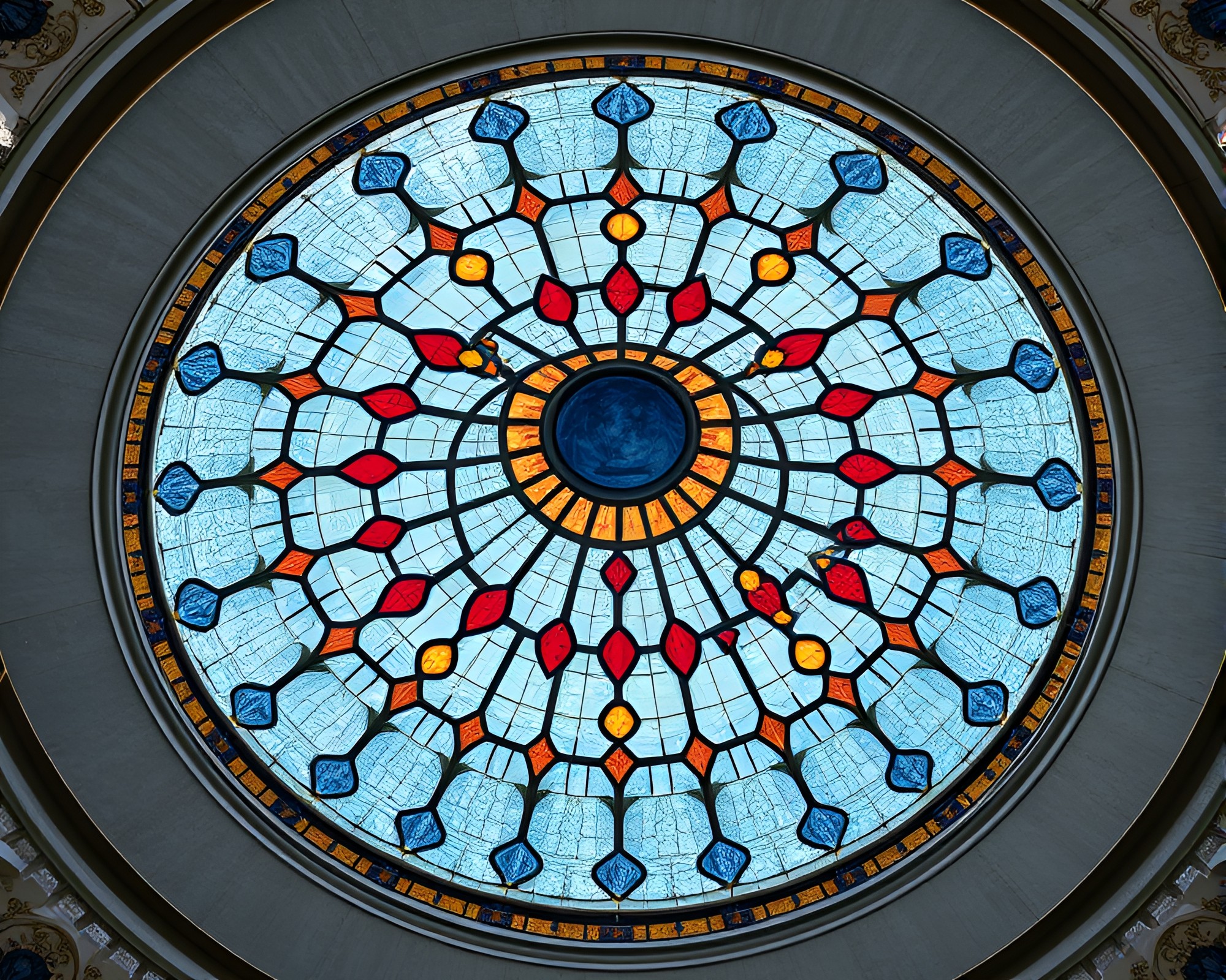 Skeuomorphic Stained Glass Dome Tiled Mosaic – free AI stock image
