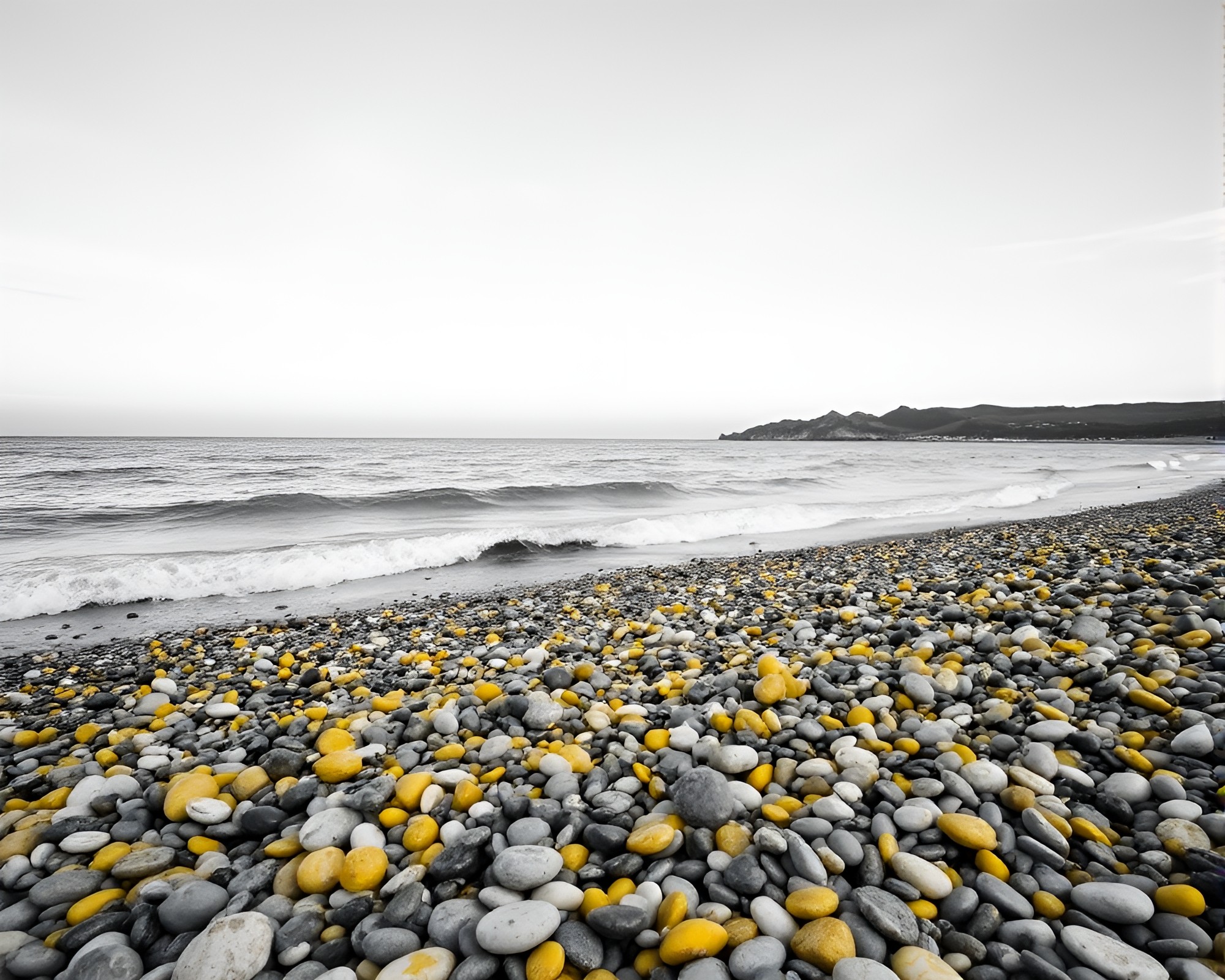 Vortex Twist at Monochrome Pebble Beach – free AI stock image