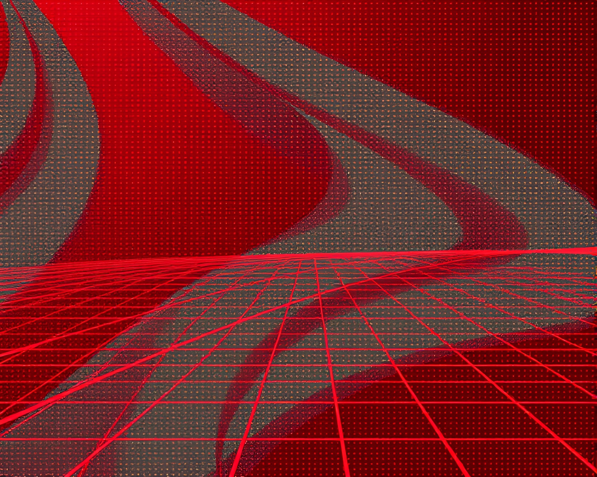 Futuristic Ley Line Network in Fiery Red Radiance – free AI stock image