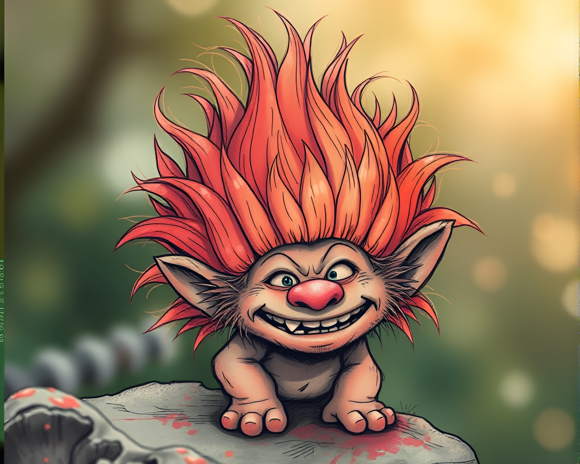 Ethereal Troll in Acid Wash Dreamland – free AI stock image