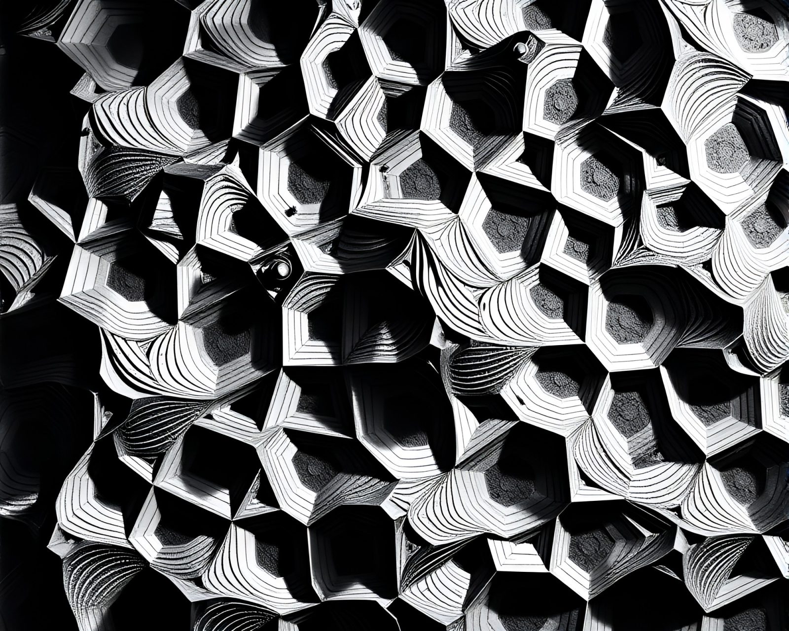 Intricate linocut texture with ambient occlusion and subsurface scattering