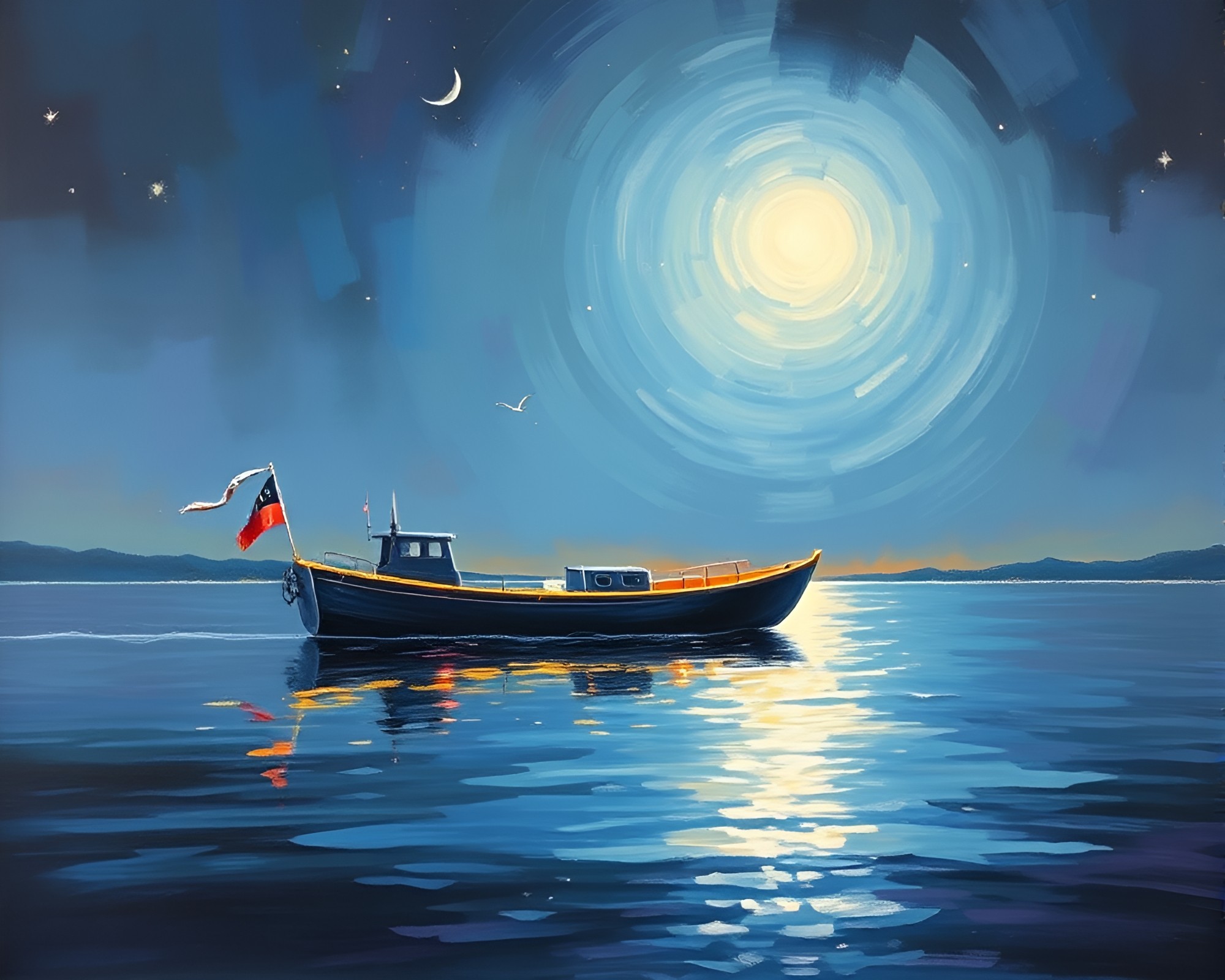 Phosphorescent Hydrofoil Boat on Mesmerizing Ocean – free AI stock image