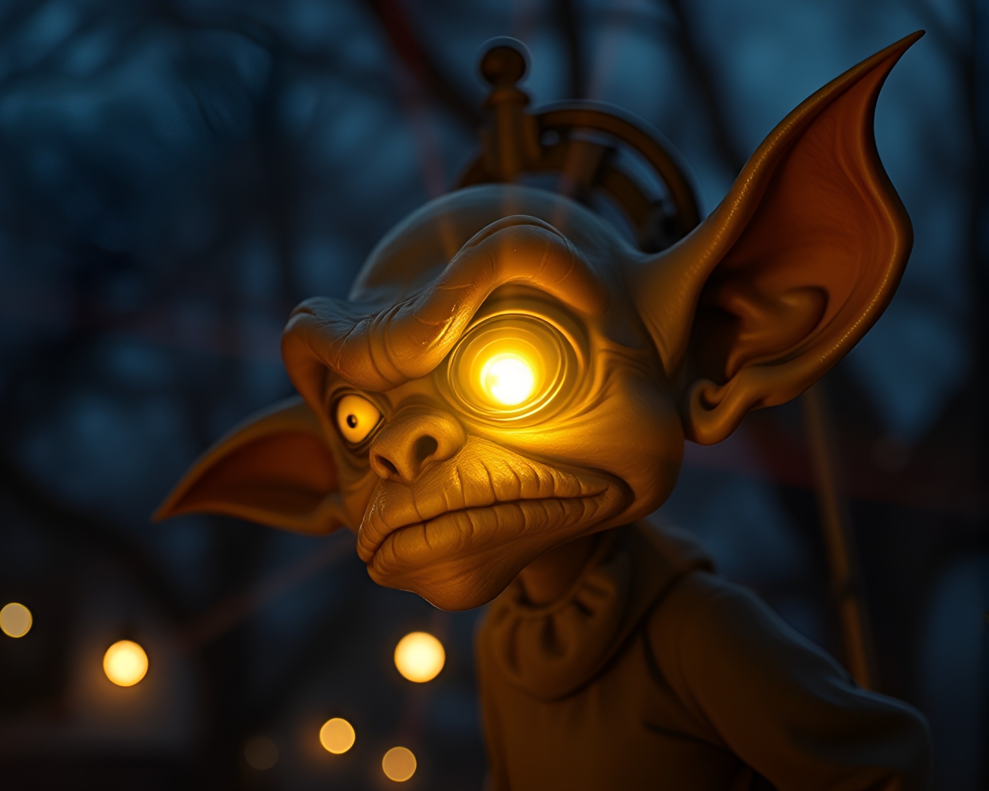 Goblin Under Streetlamp Glow, Real-Time Ray Tracing Art – free AI stock image