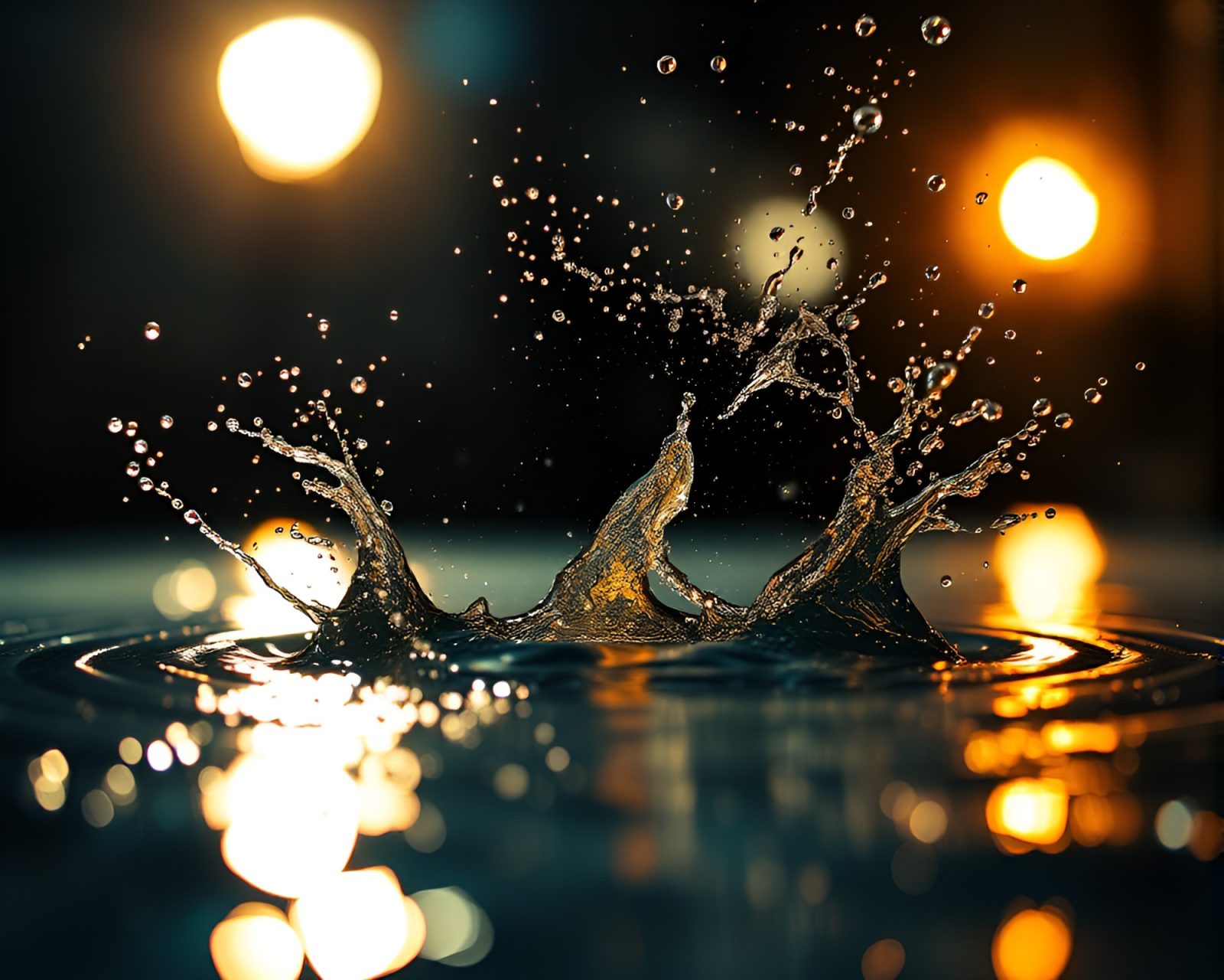 Abstract splatter art of distorted compass in warm light