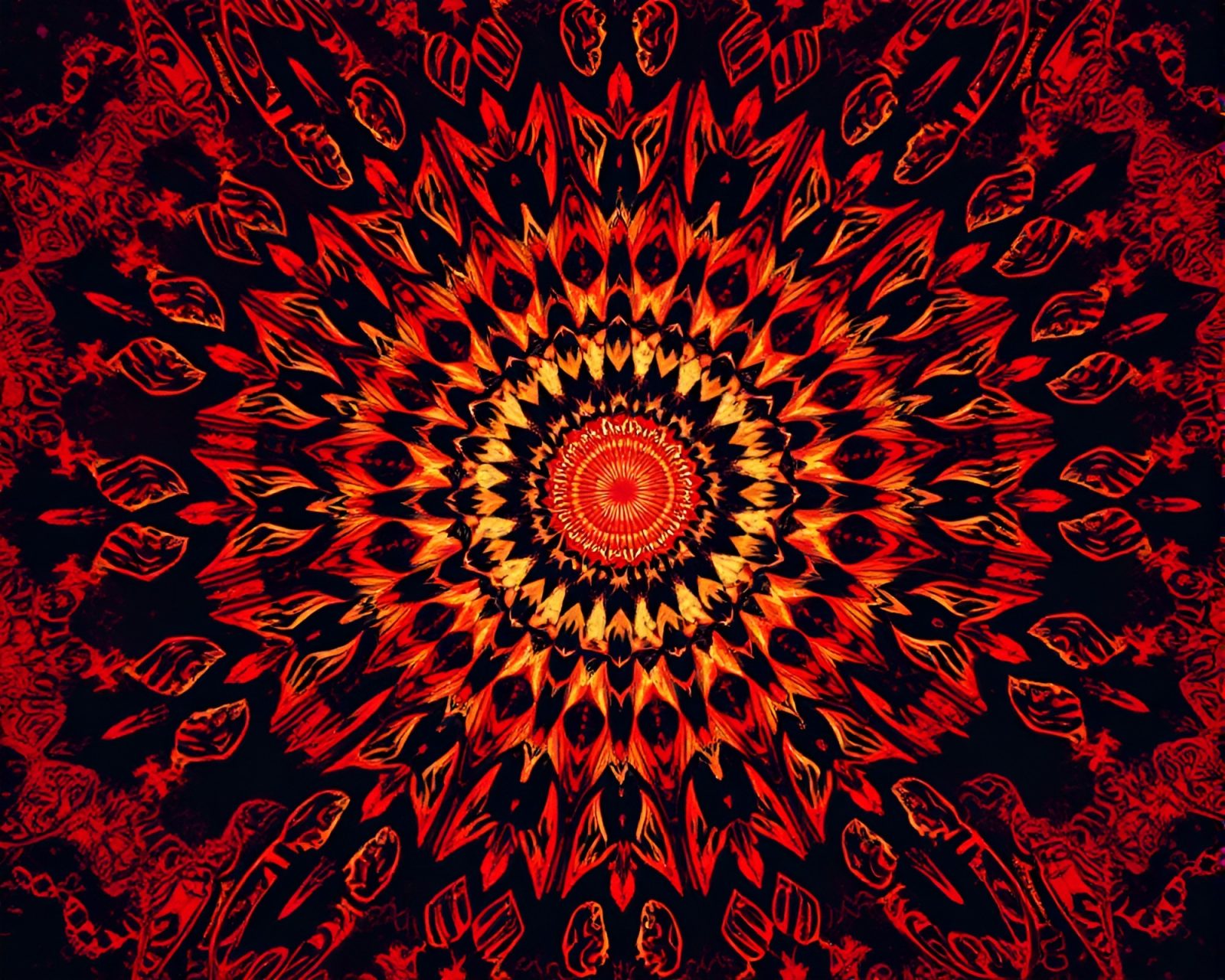 Intricate mandala design surrounded by backscatter flare